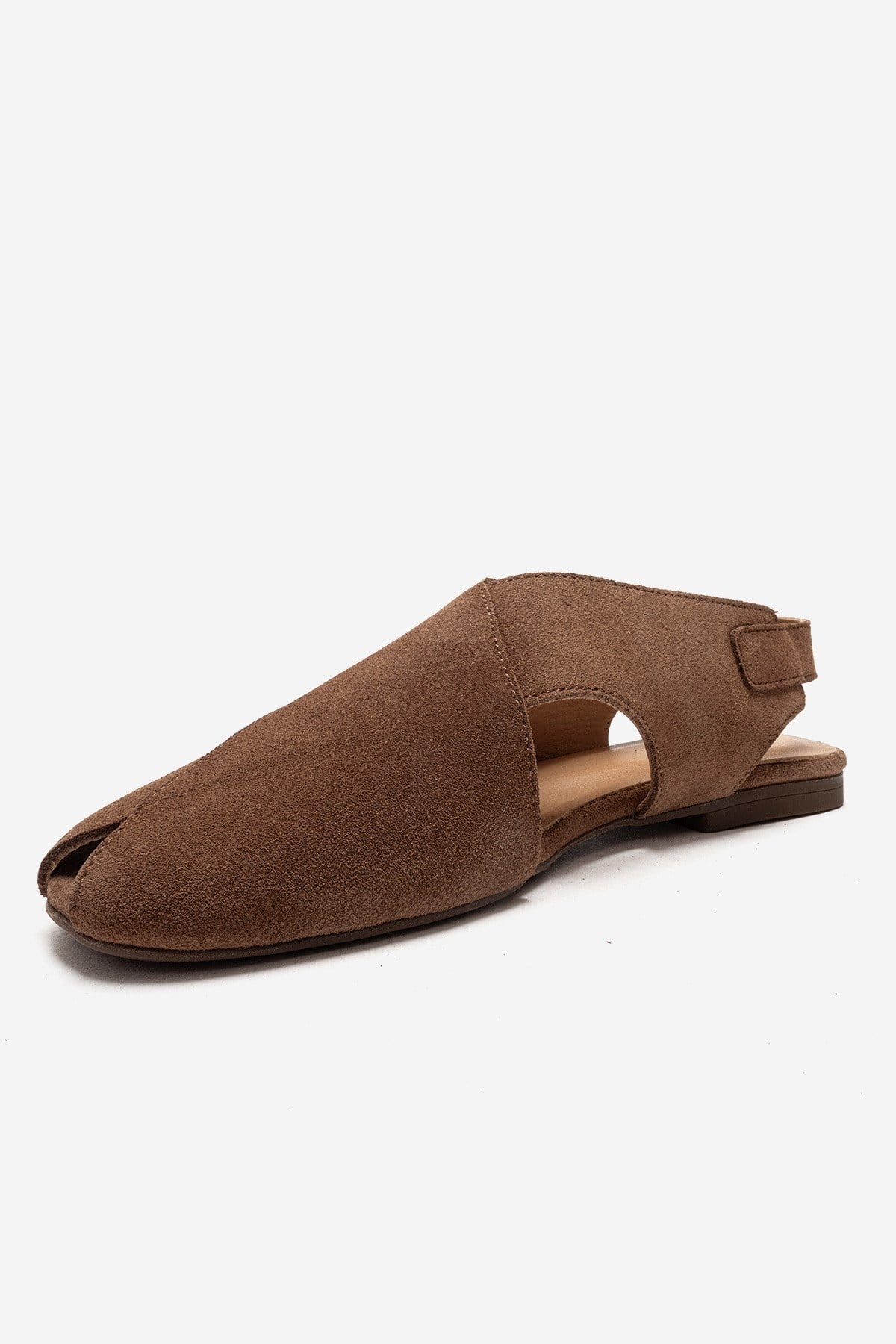 Monaro - Taupe Genuine Leather Sandal – top view showing leather, suede, Vowalisse