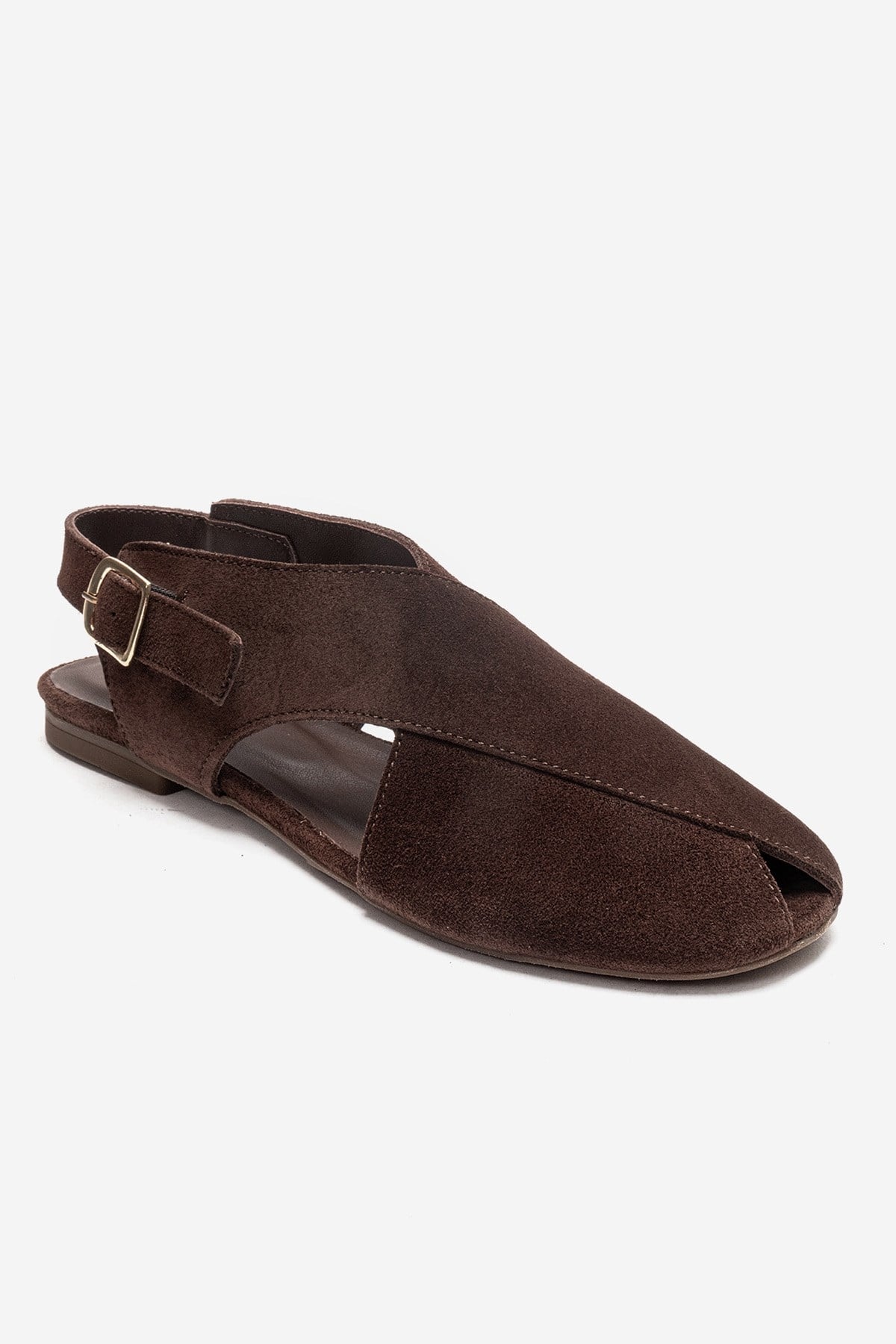 Monaro - Brown Genuine Leather Sandal – detail view showing leather, suede, Vowalisse