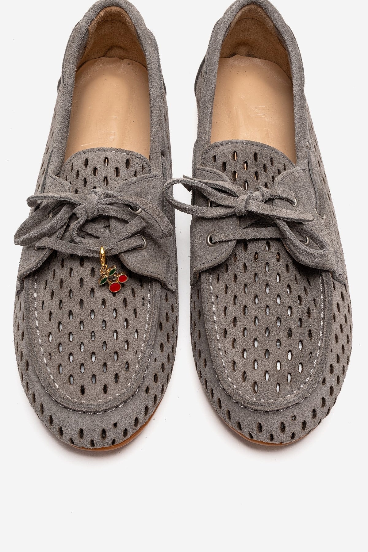 Stevo - Gray Genuine Leather Lace-Up Loafer – side view showing lace, leather, suede, Vowalisse