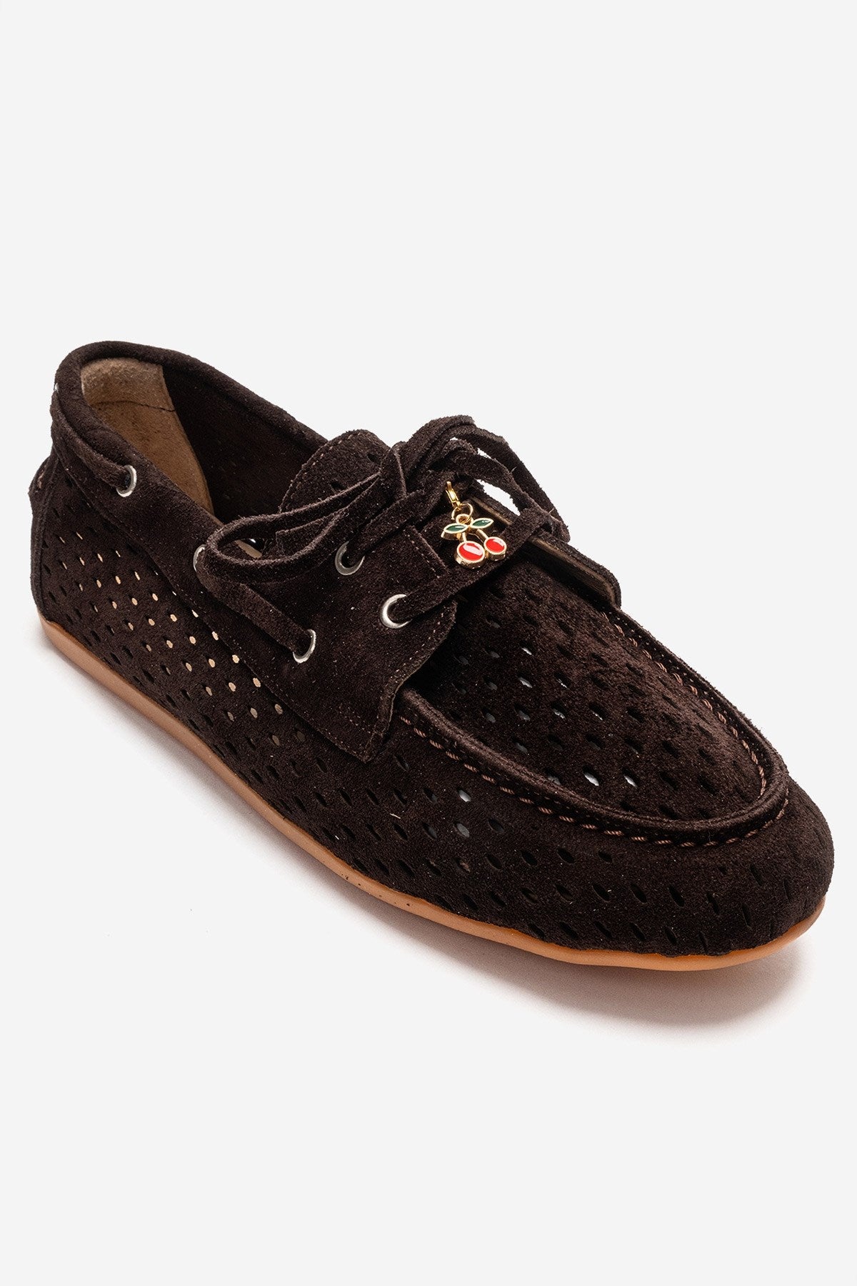 Stevo - Cognac Genuine Leather Lace-Up Loafer – detail view showing lace, leather, Vowalisse