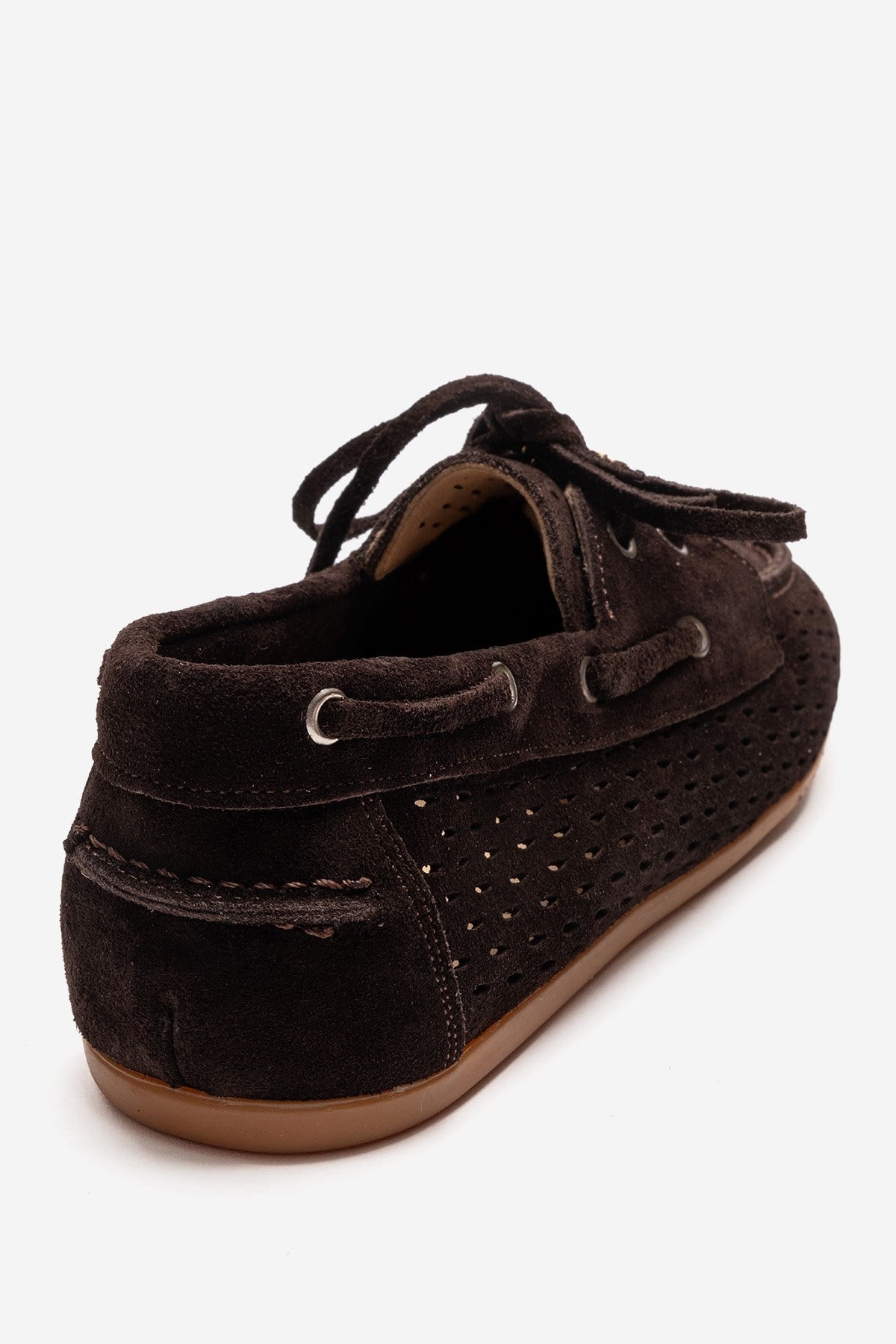 Stevo - Cognac Genuine Leather Lace-Up Loafer – back view showing lace, leather, Vowalisse