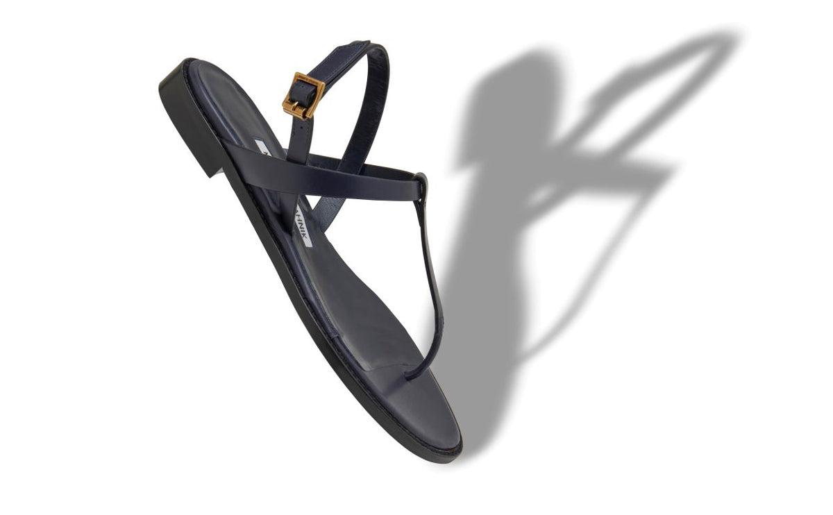 Celeste Grace Blue Ankle Strap T-Bar Shoes – front three-quarter view showing blue ankle strap, open toe, Vowalisse