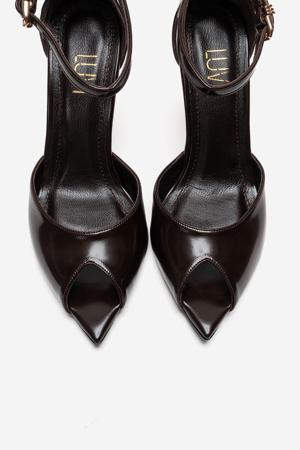 DONA - Cognac Genuine Leather Stiletto Pump – side view showing leather, Vowalisse