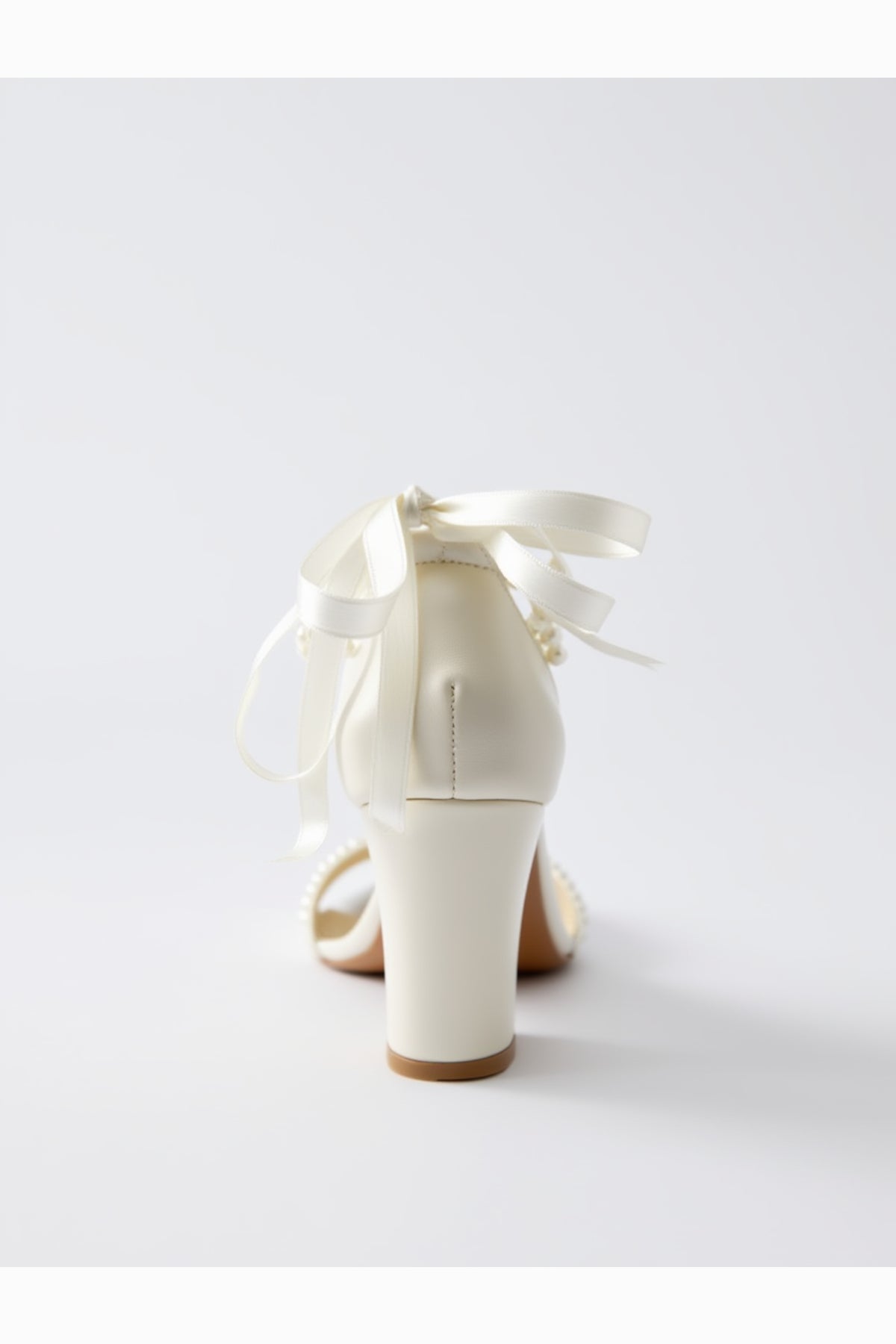 Elysia Pearl And Lace Wedding Heels – detail view showing pearl, lace, red, Vowalisse