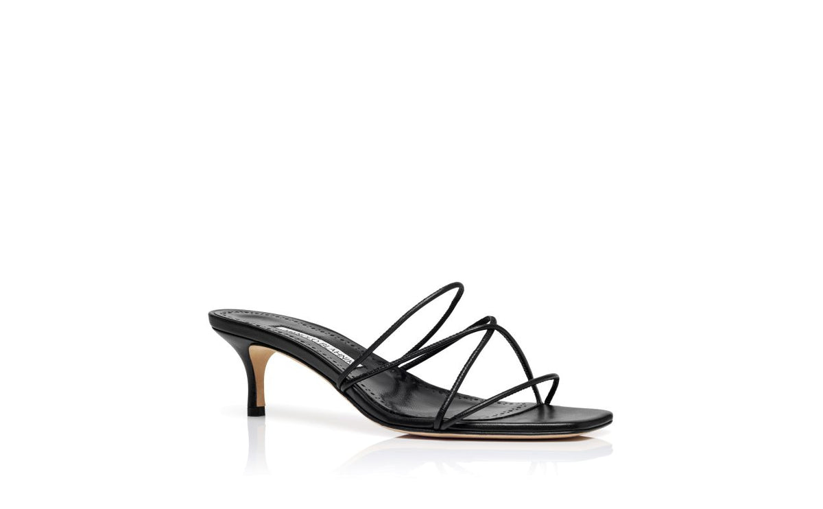 Celeste Muse Black Open Toe Mules – top view showing black open toe, nappa leather, Vowalisse