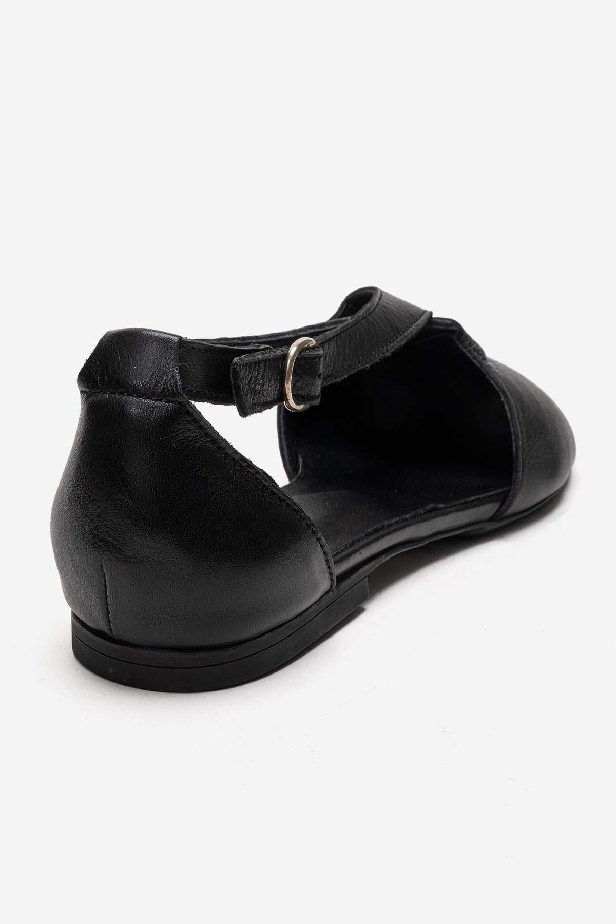 Fable - Black Genuine Leather Side-Cut Ballet Flat – back view showing leather, black, Vowalisse
