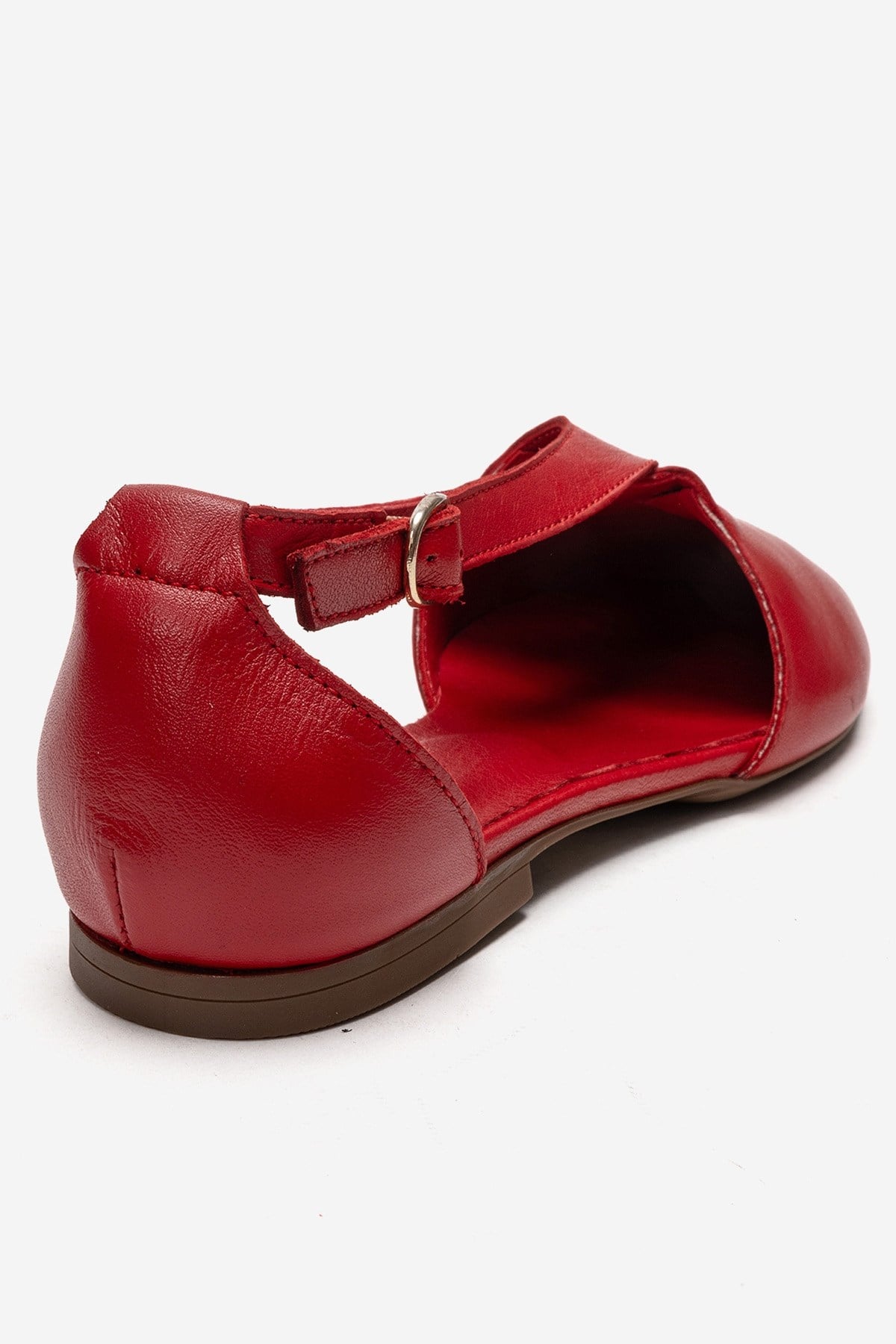 Fable - Red Genuine Leather Side-Cut Ballet Flat – back view showing leather, red, Vowalisse