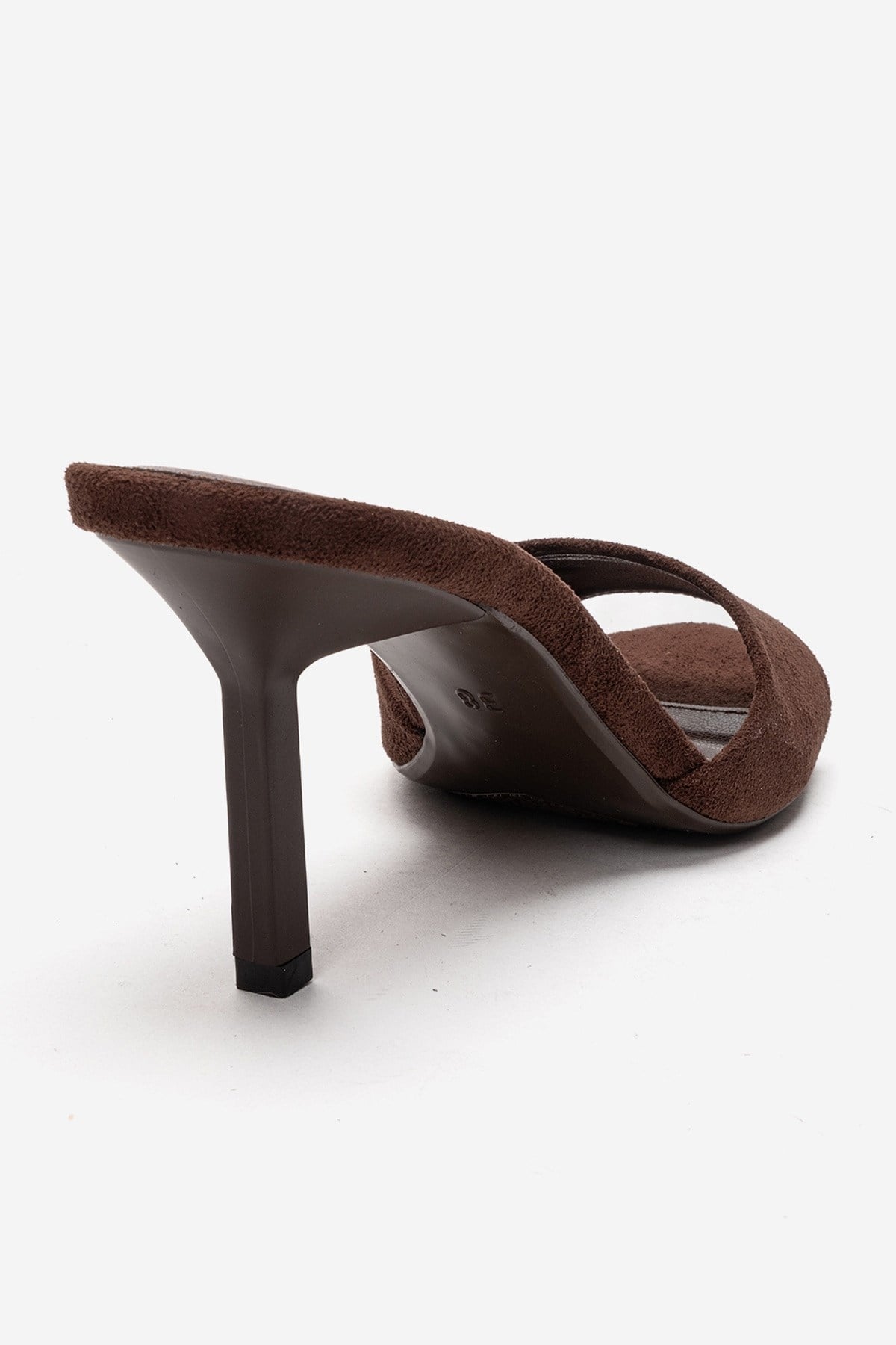 Varelan - Brown Suede Heeled Mule – back view showing leather, suede, Vowalisse