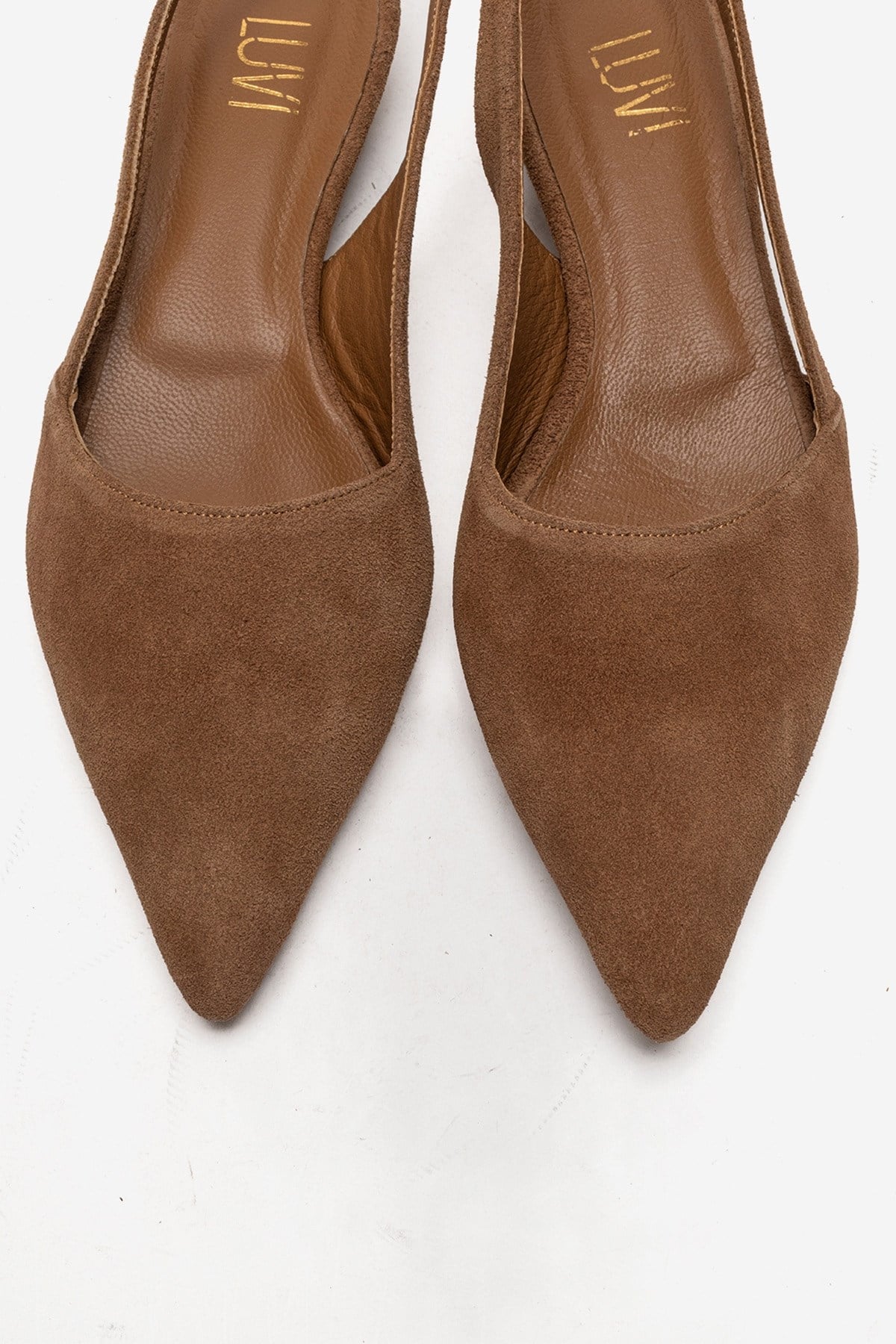 BERLINA - Camel Genuine Leather Low Block Heel Shoe – side view showing leather, suede, Vowalisse
