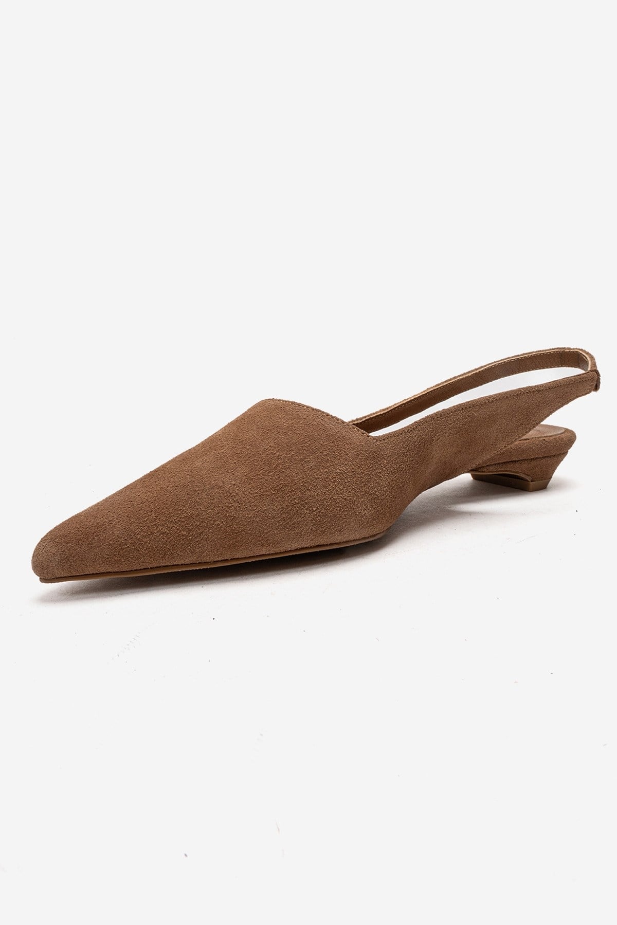 BERLINA - Camel Genuine Leather Low Block Heel Shoe – top view showing leather, suede, Vowalisse