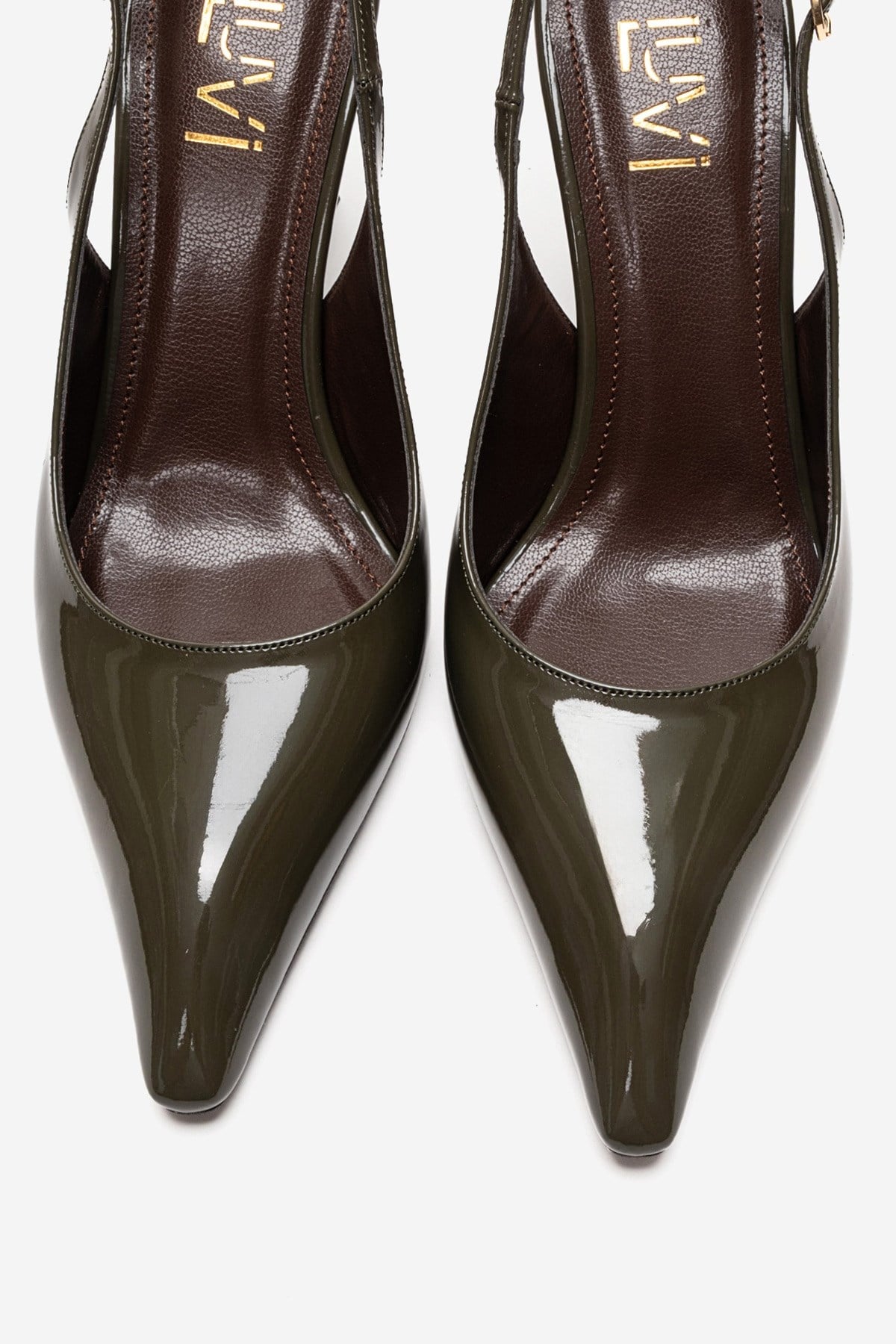Felon - Khaki Wedge Heel Slingback Pump – side view showing leather, Vowalisse