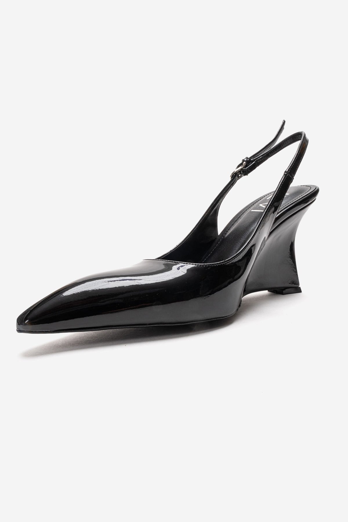 Felon - Black Wedge Heel Slingback – top view showing leather, black, Vowalisse