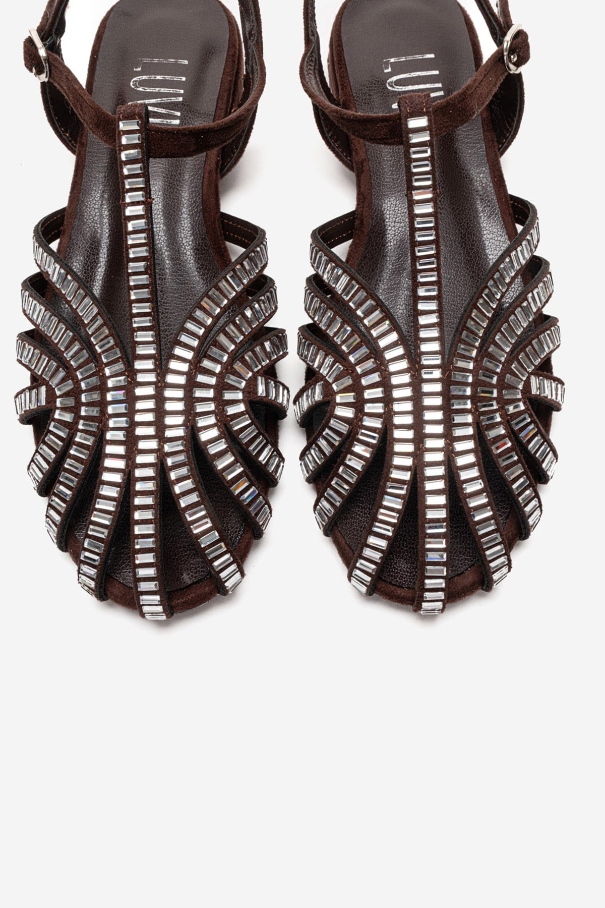 LAVINA - Brown Genuine Leather Sandal – side view showing leather, suede, Vowalisse