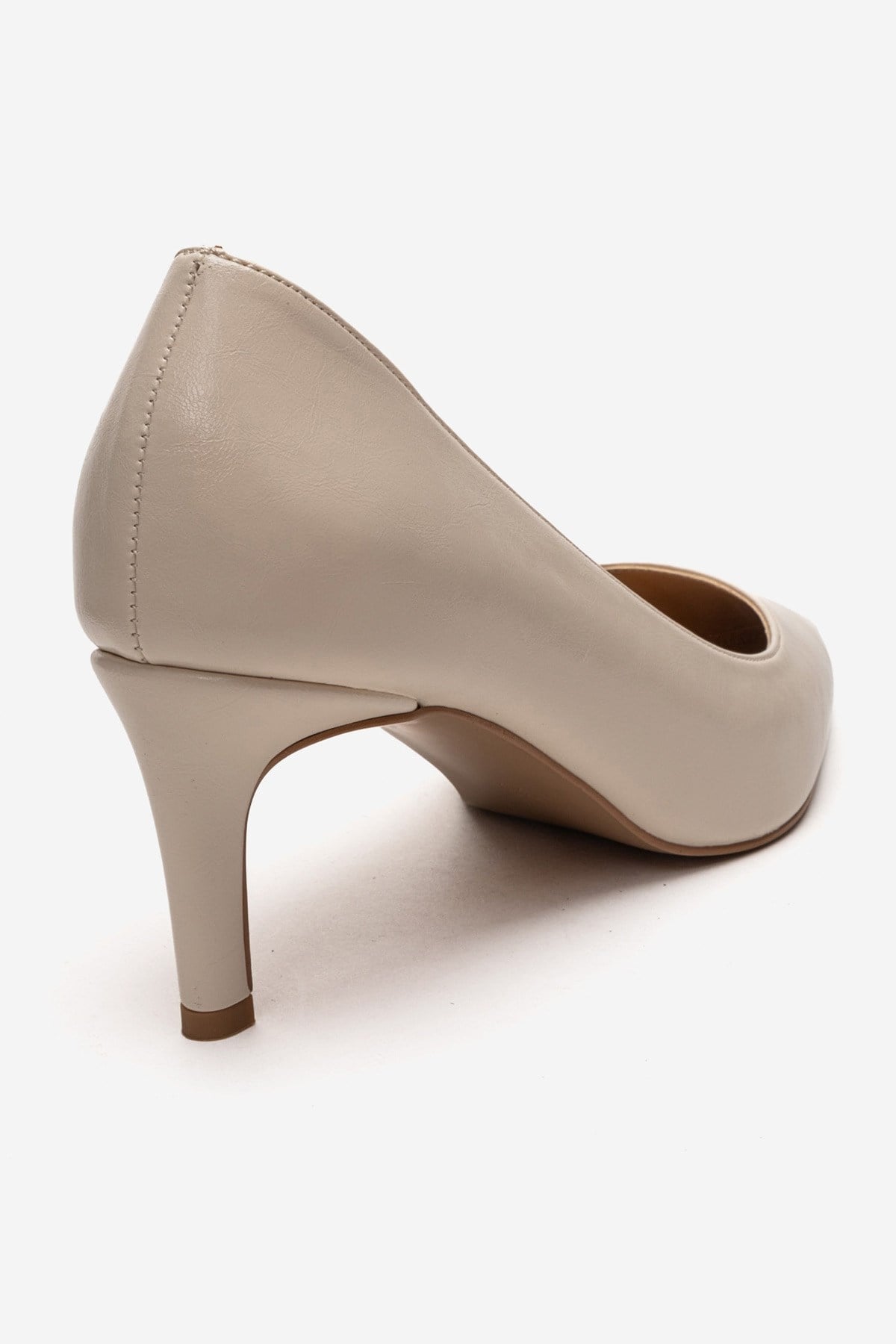VELMIRA - Off-White Genuine Leather Stiletto Pump – back view showing leather, white, Vowalisse