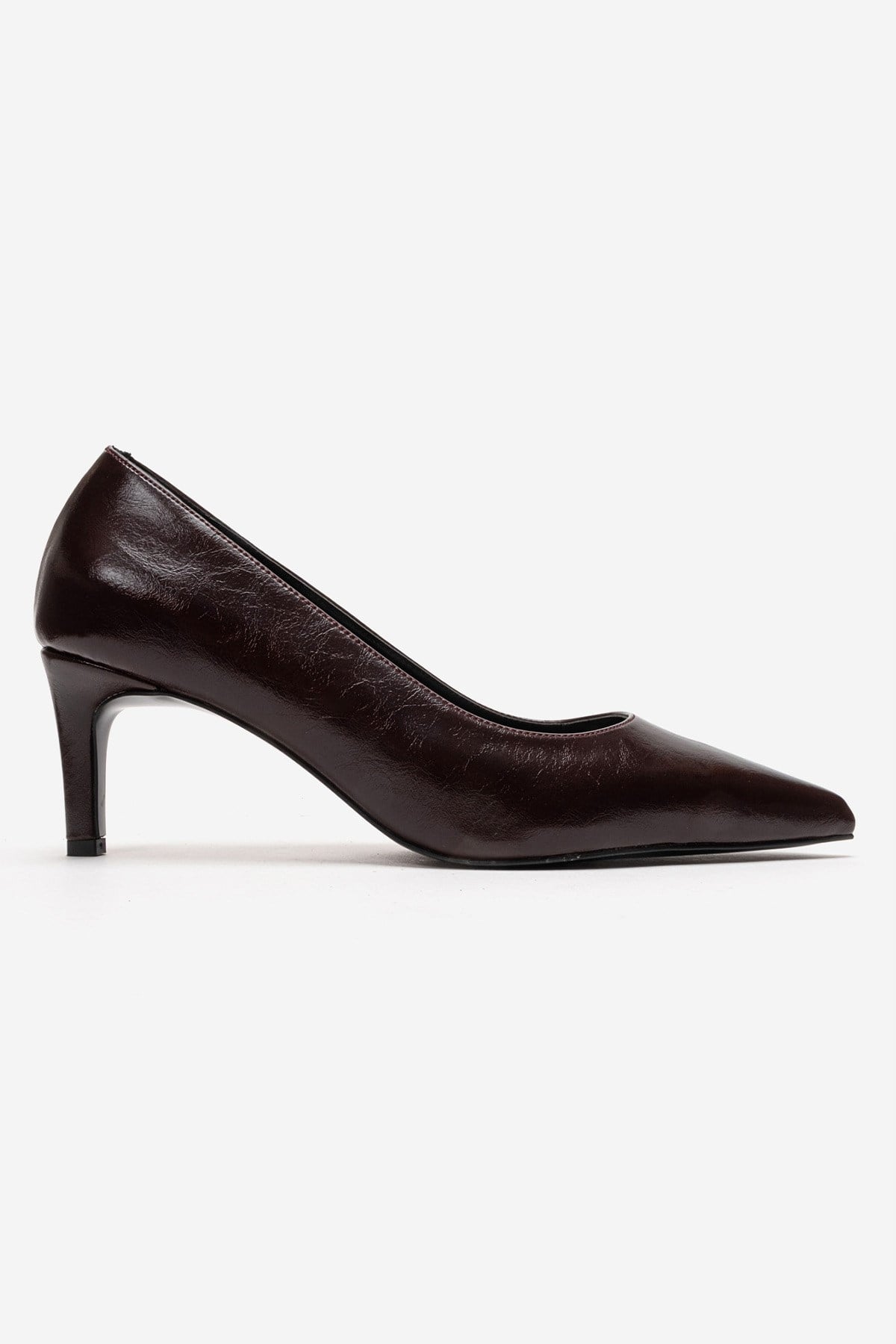 VELMIRA - Burgundy Stiletto Pump – heel view showing leather, Vowalisse