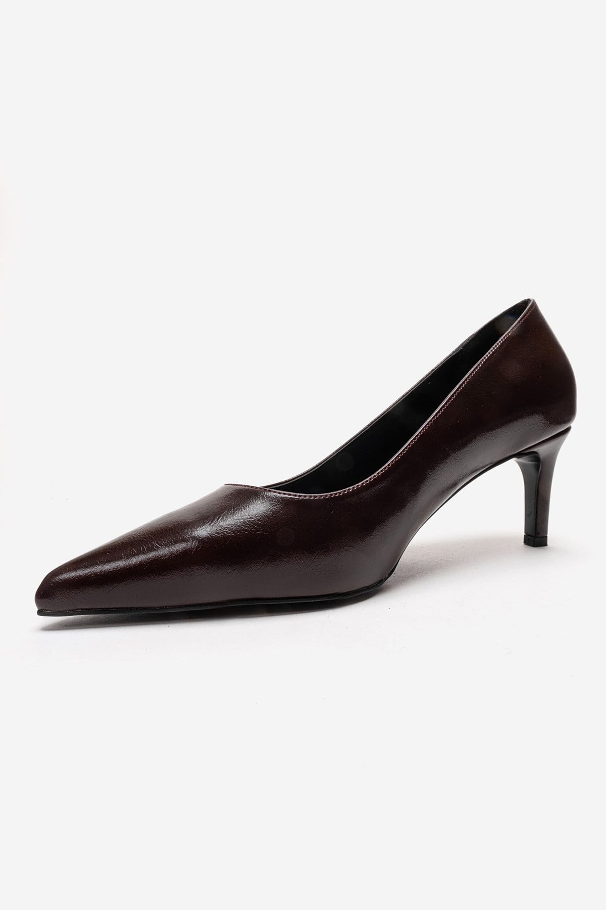 VELMIRA - Burgundy Stiletto Pump – top view showing leather, Vowalisse