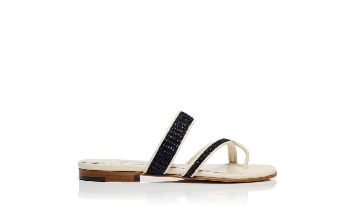 Evangeline Grace Neutral Crossover Mules – side profile showing neutral crossover, open toe, raffia, Vowalisse