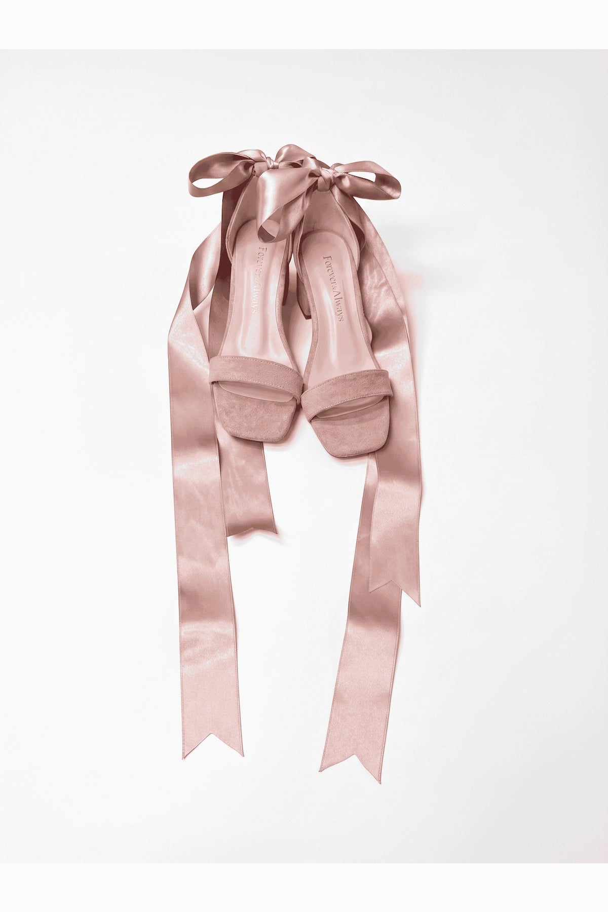 Rova Dusty Pink Suede Satin Bow Block Heel Sandal – back view showing bow, satin, suede, Vowalisse