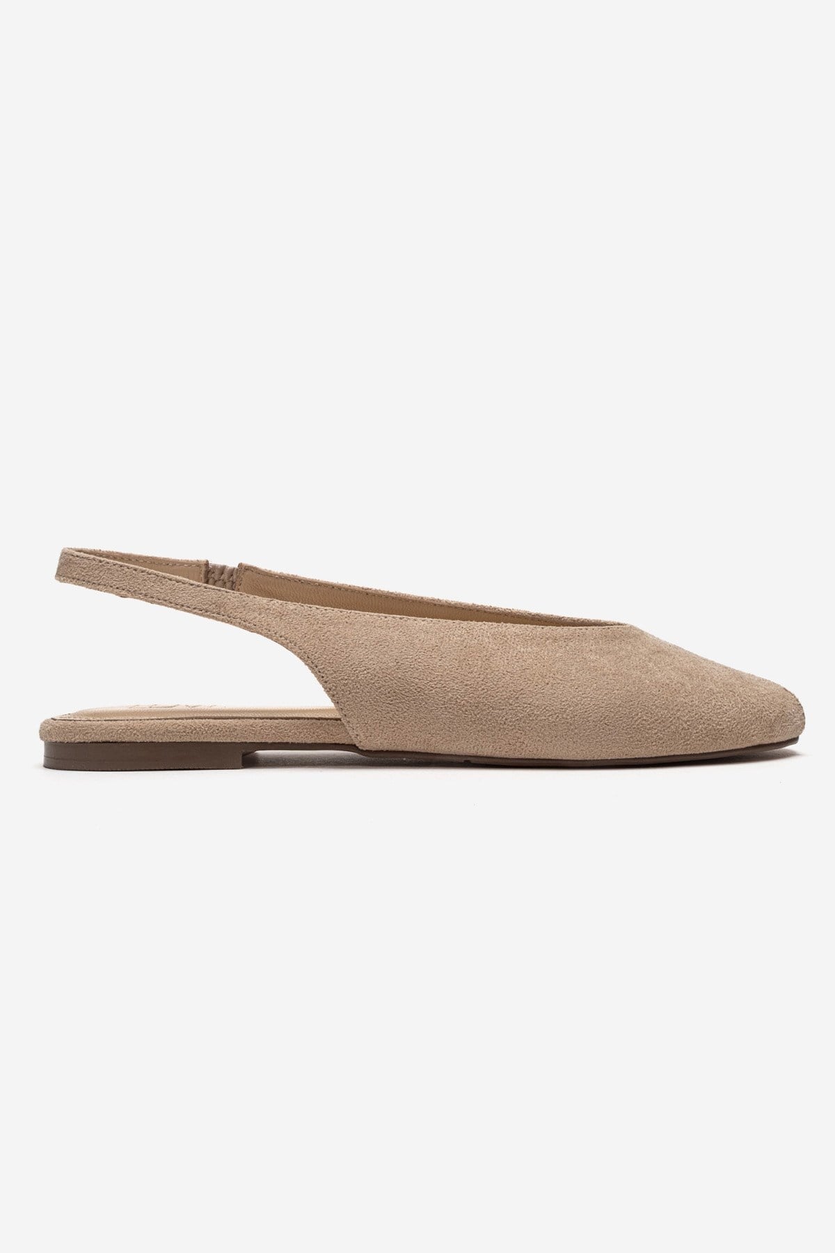 SERINA - Beige Genuine Leather Sandal – heel view showing leather, suede, Vowalisse