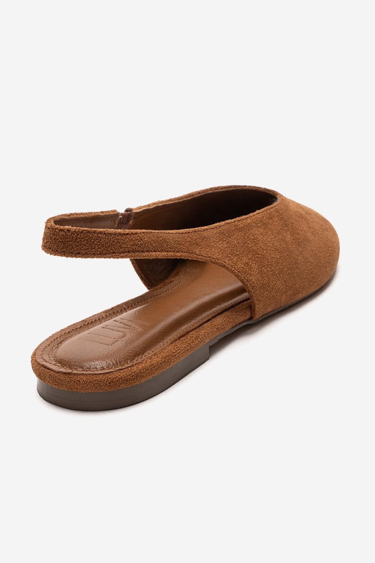 SERINA - Camel Genuine Leather Sandal – back view showing leather, suede, Vowalisse