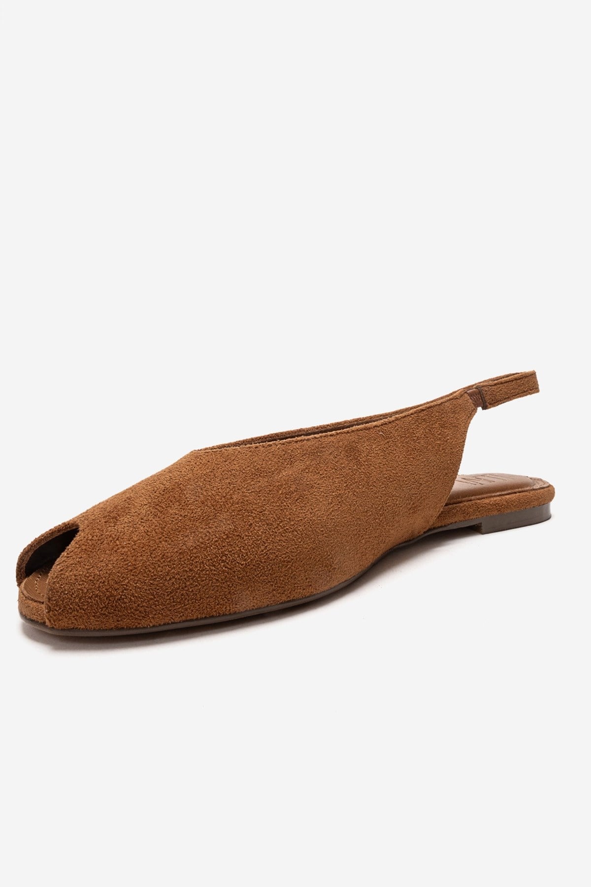 SERINA - Camel Genuine Leather Sandal – top view showing leather, suede, Vowalisse