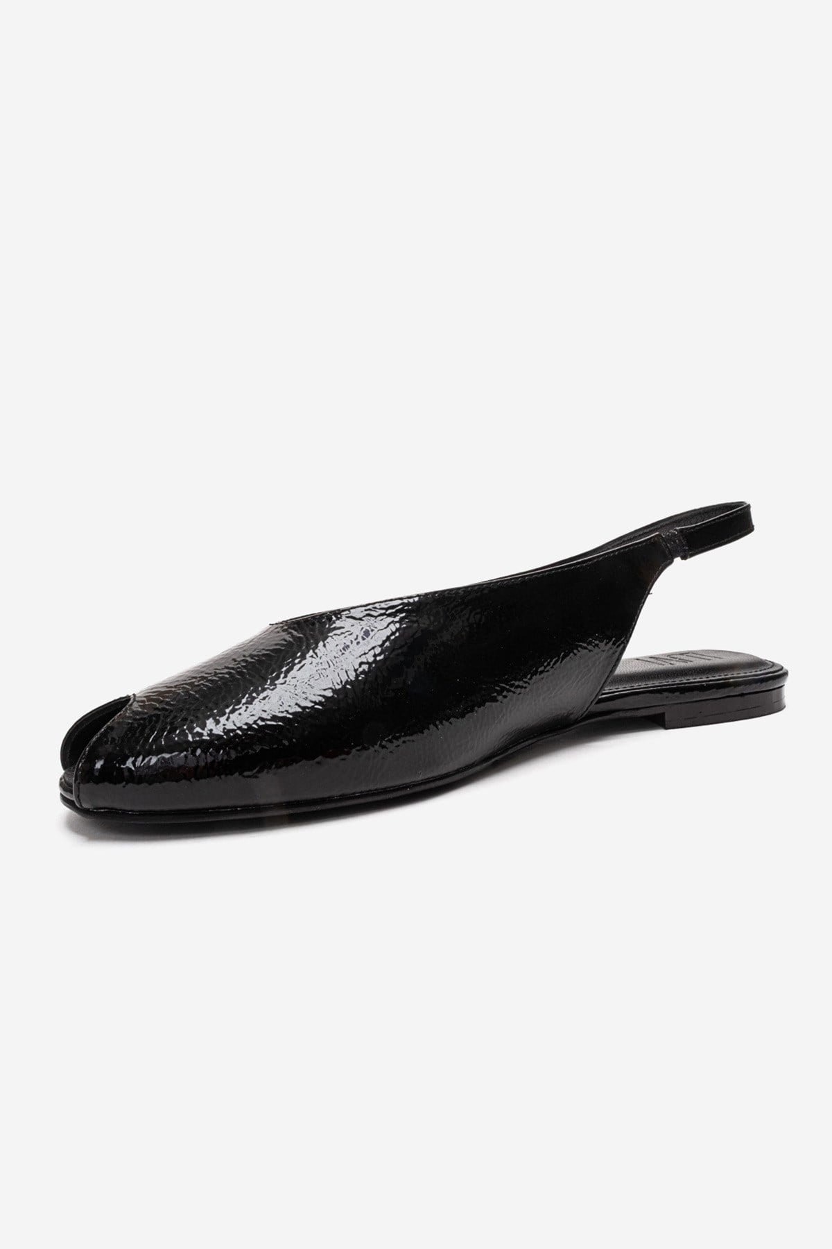 SERINA - Black Genuine Leather Sandal – top view showing leather, black, red, Vowalisse