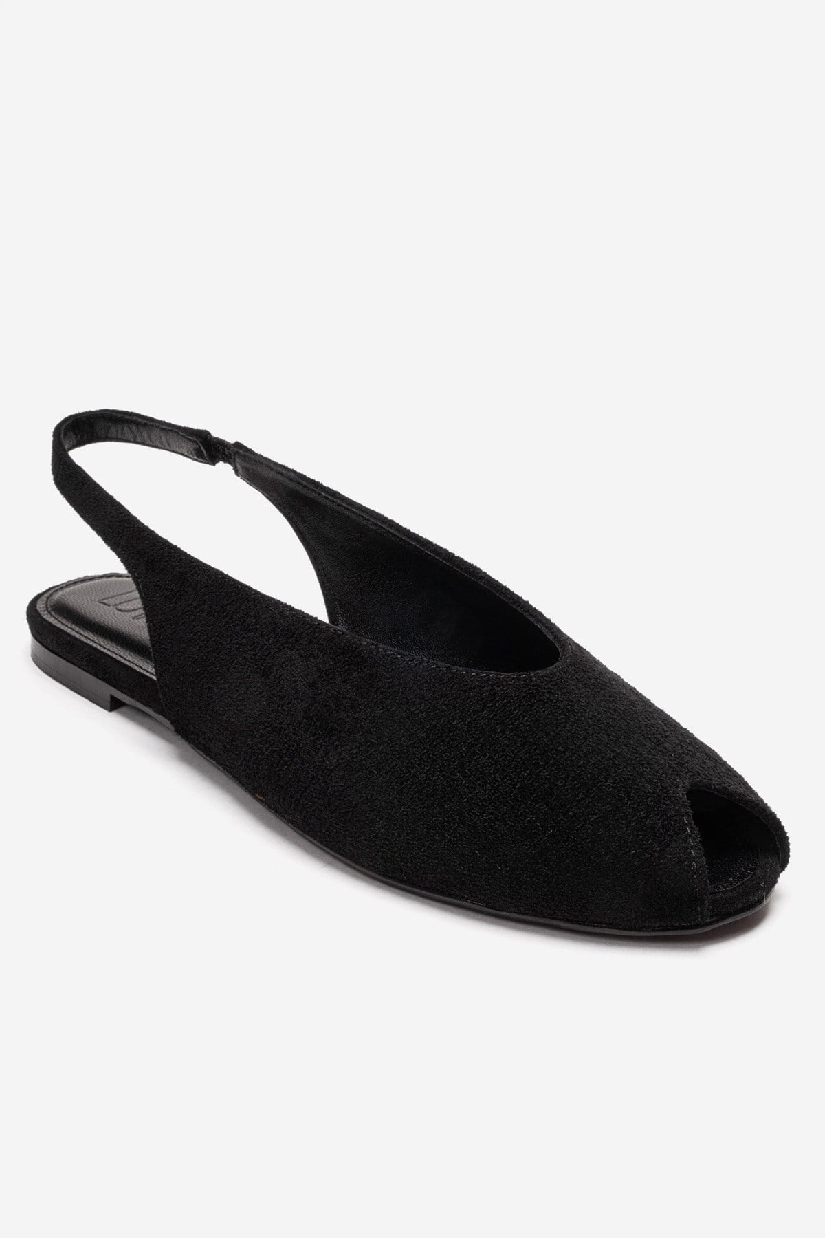 SERINA - Black Genuine Leather Sandal – detail view showing leather, suede, black, Vowalisse