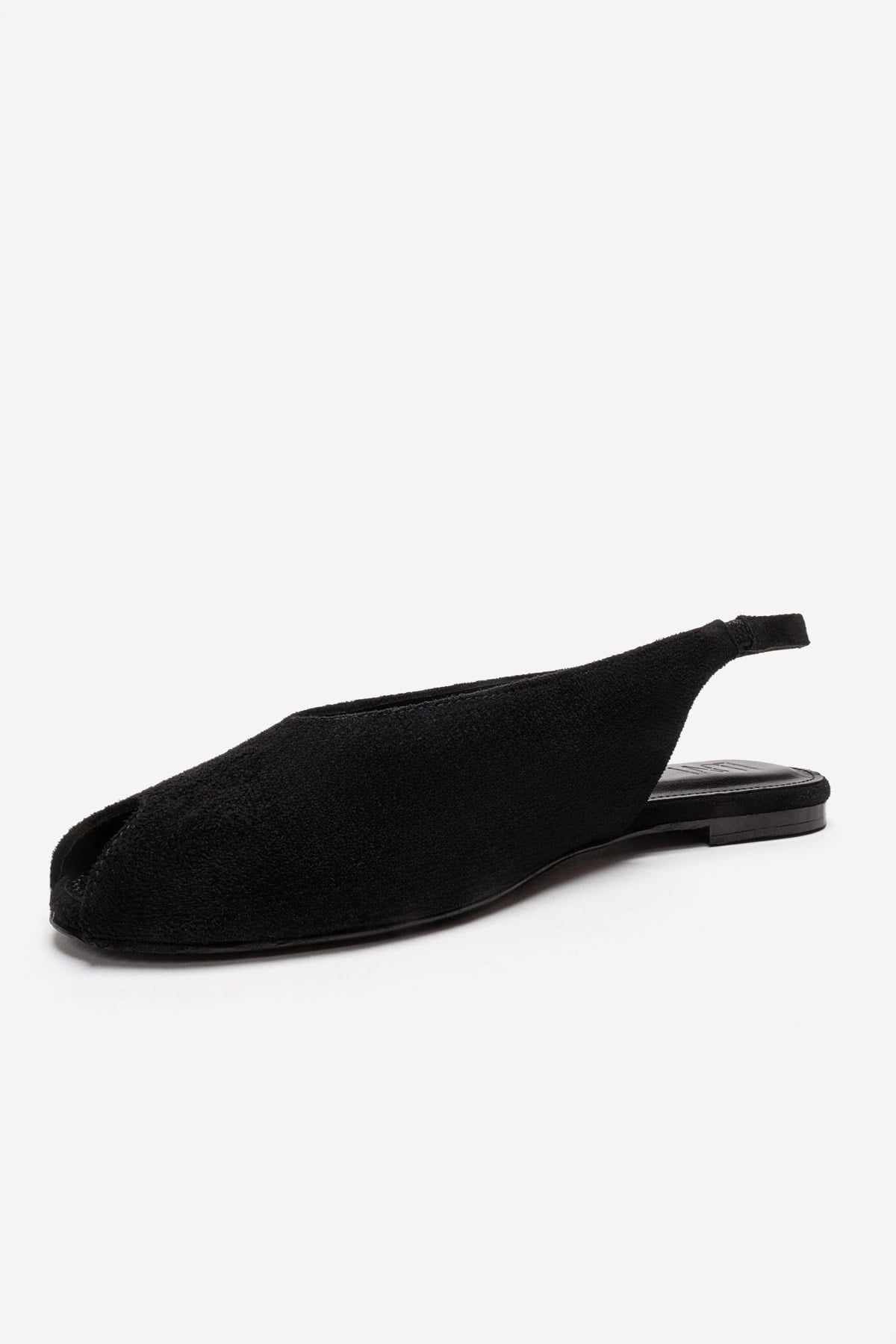 SERINA - Black Genuine Leather Sandal – top view showing leather, suede, black, Vowalisse