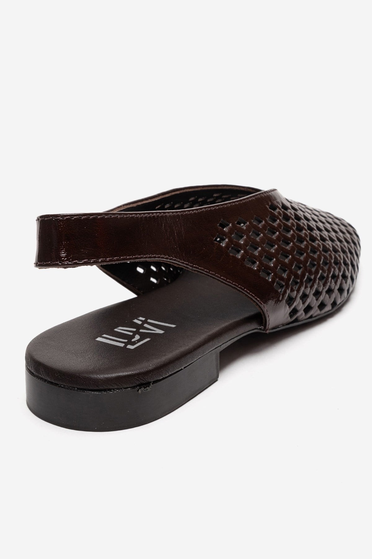 DELIZIA - Brown Genuine Leather Closed-Toe Sandal – back view showing leather, Vowalisse
