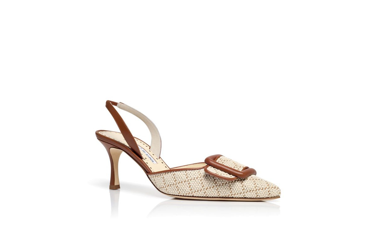 Evangeline Jewel Neutral Slingback Slingbacks – top view showing neutral slingback, pointed toe, nappa leather, raffia…