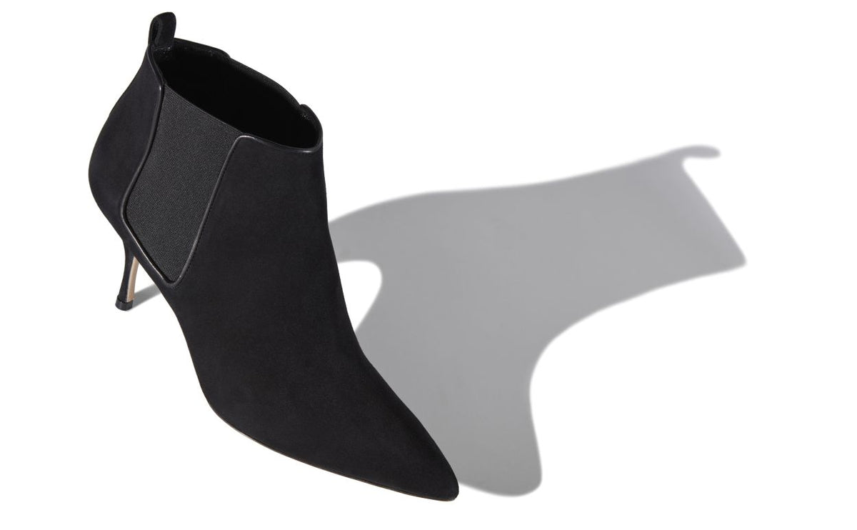 Cressida Dream Black Suede Ankle Boots – front three-quarter view showing black suede, Vowalisse