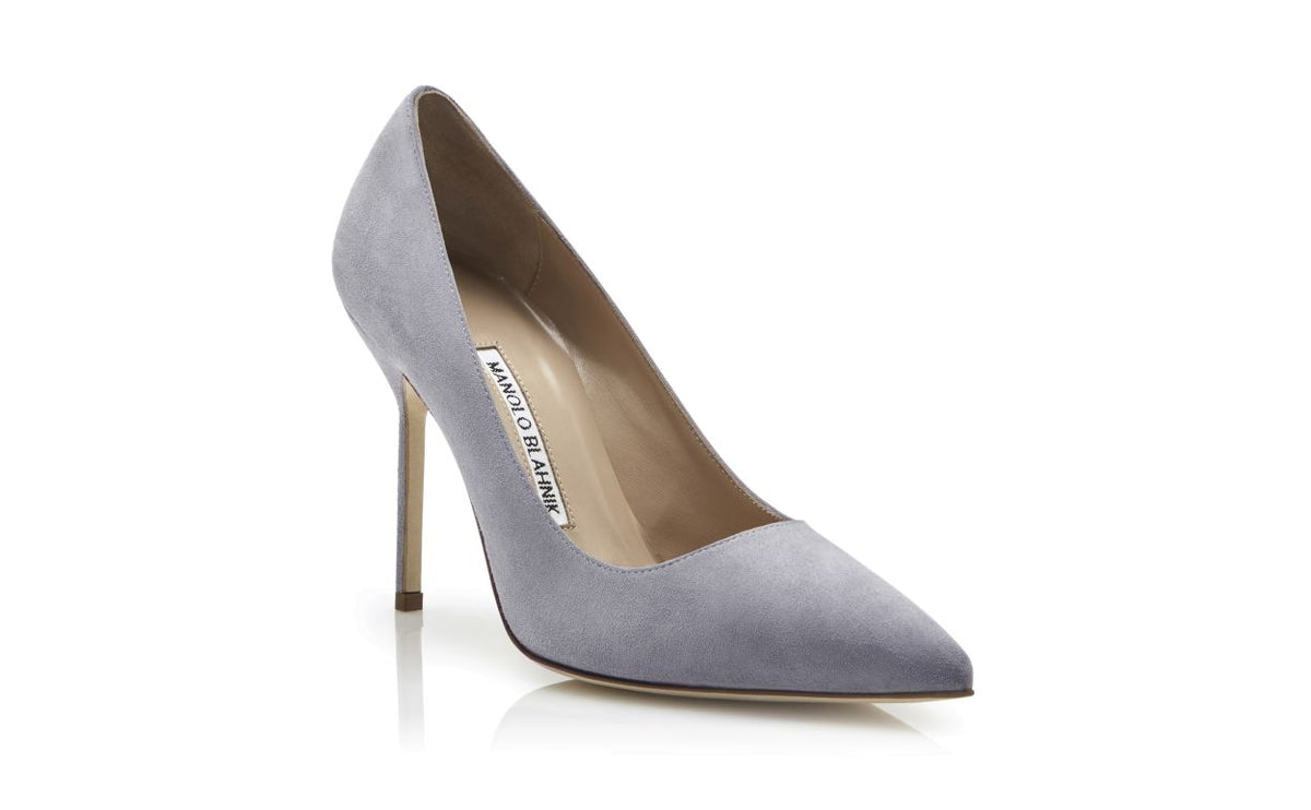 Celeste Crown Grey Pointed Toe Pumps – top view showing grey pointed toe, suede, Vowalisse