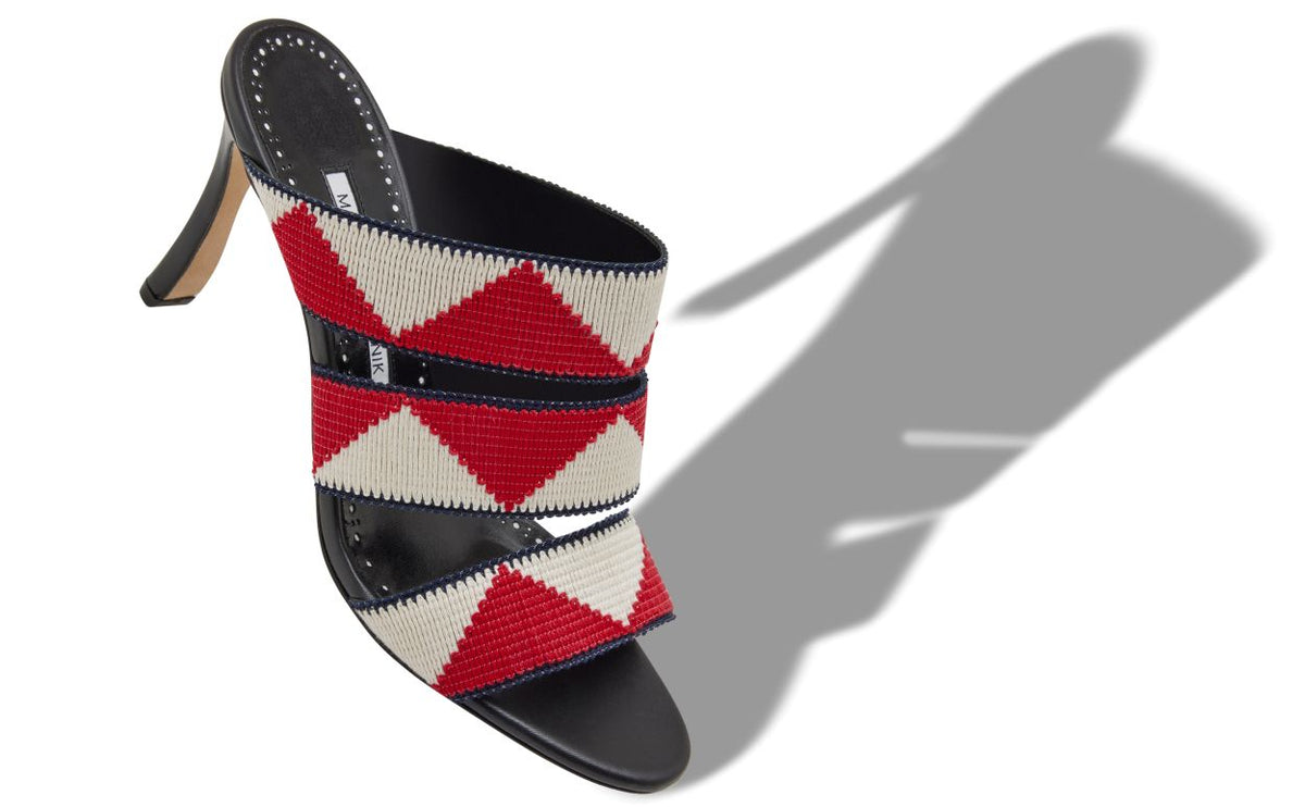 Emmeline Star Red Open Toe Mules – front three-quarter view showing red open toe, Vowalisse