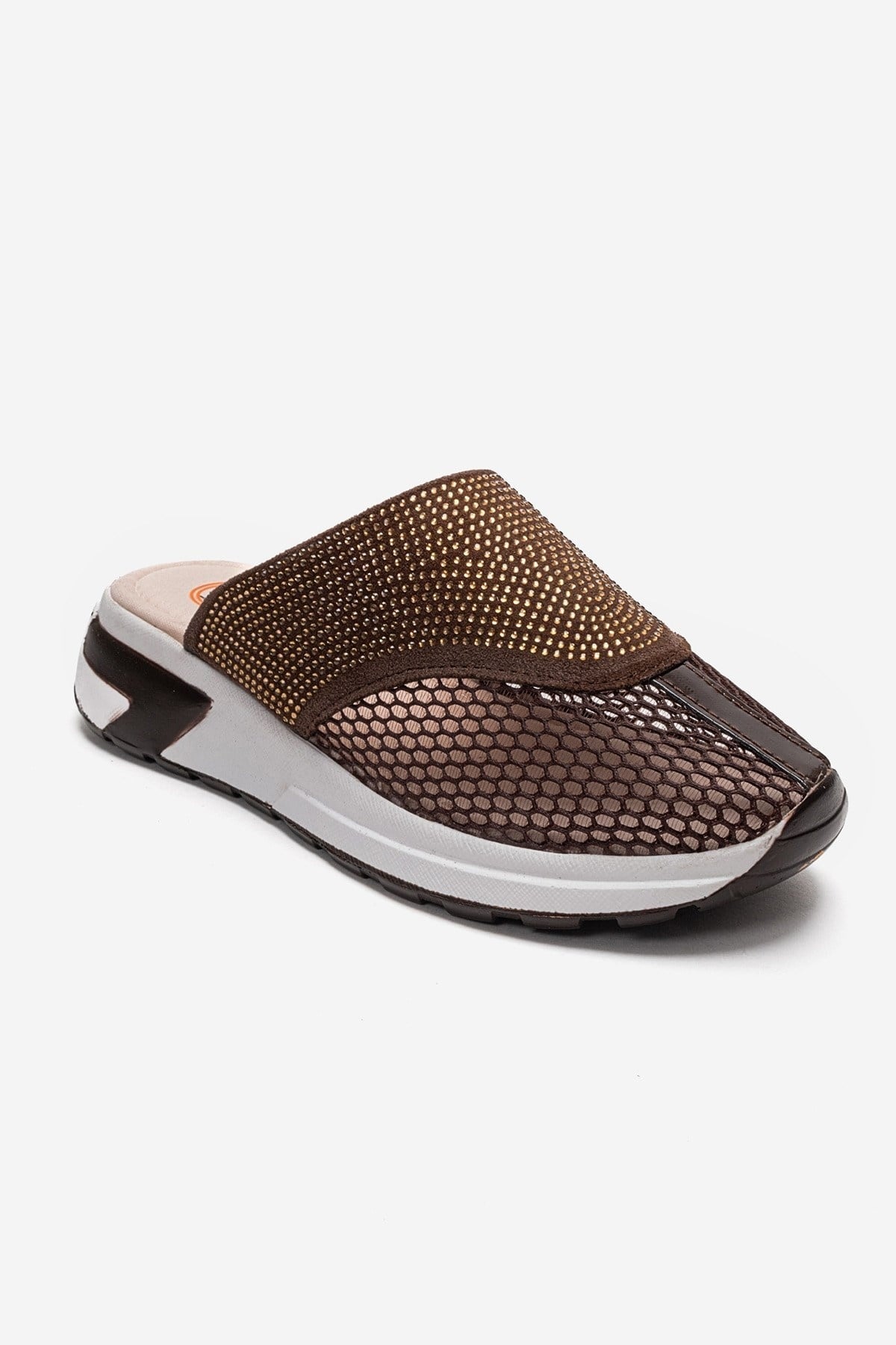GLEA - Brown Closed-Toe Mule – detail view showing leather, Vowalisse