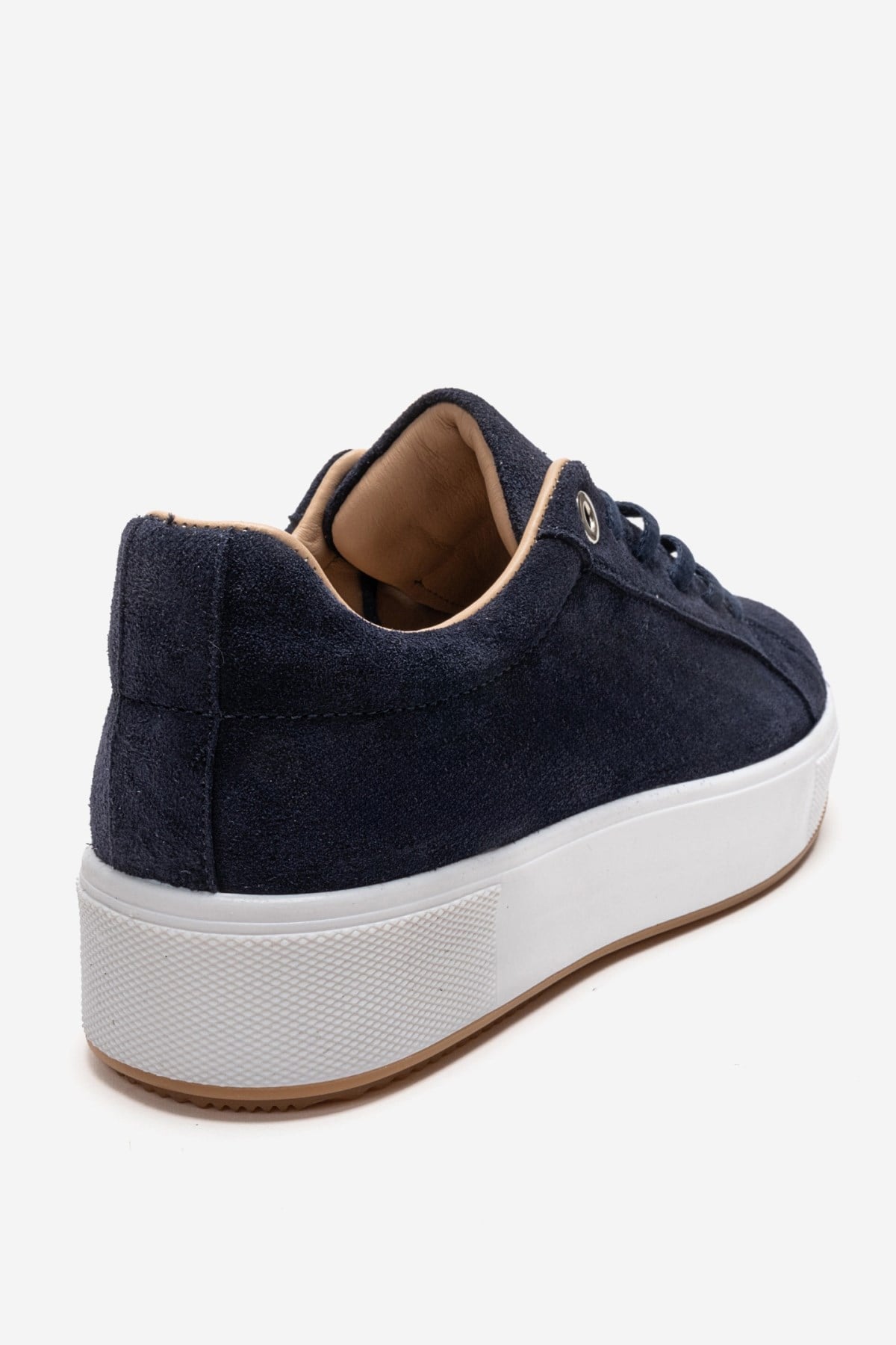 PALLEN - Navy Genuine Leather Casual Sneaker – back view showing leather, suede, Vowalisse
