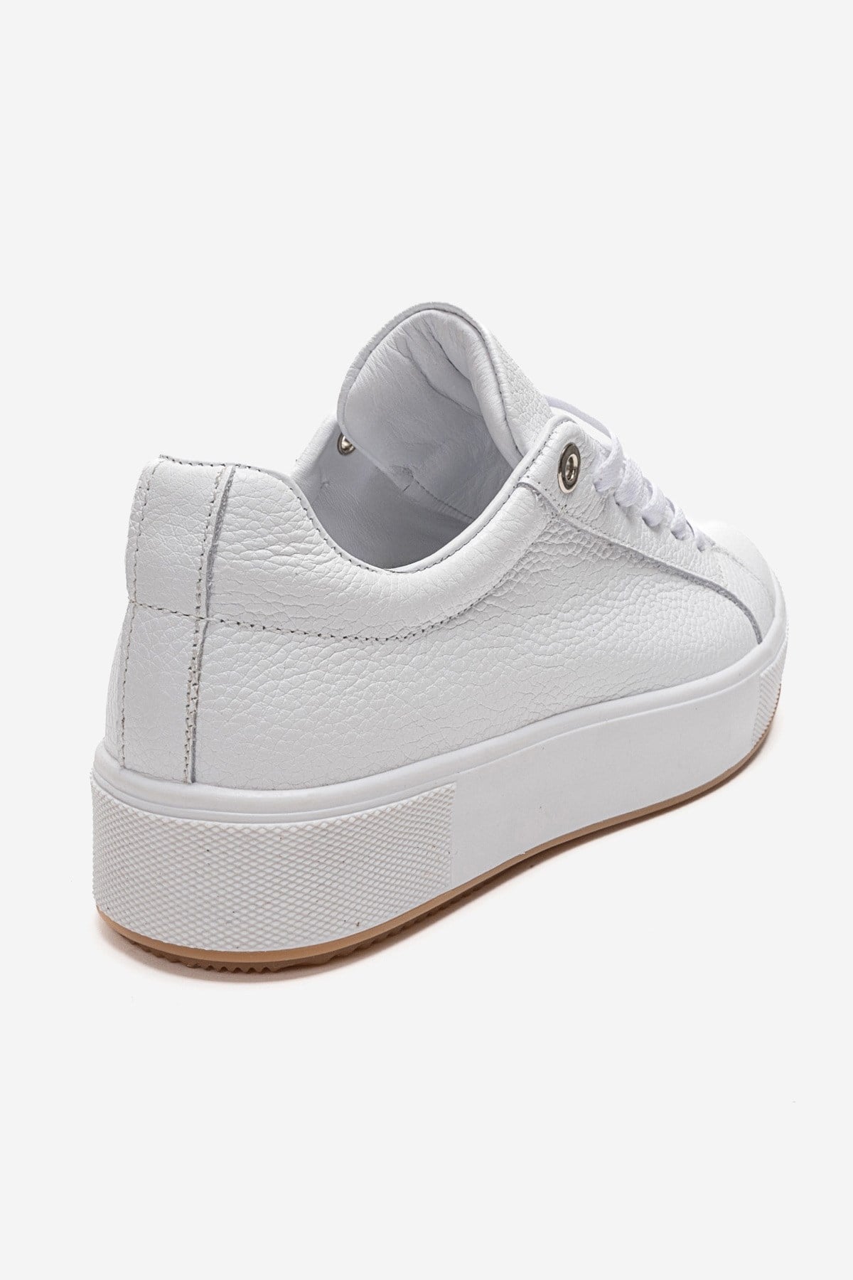 PALLEN - White Genuine Leather Casual Sneaker – back view showing leather, white, Vowalisse