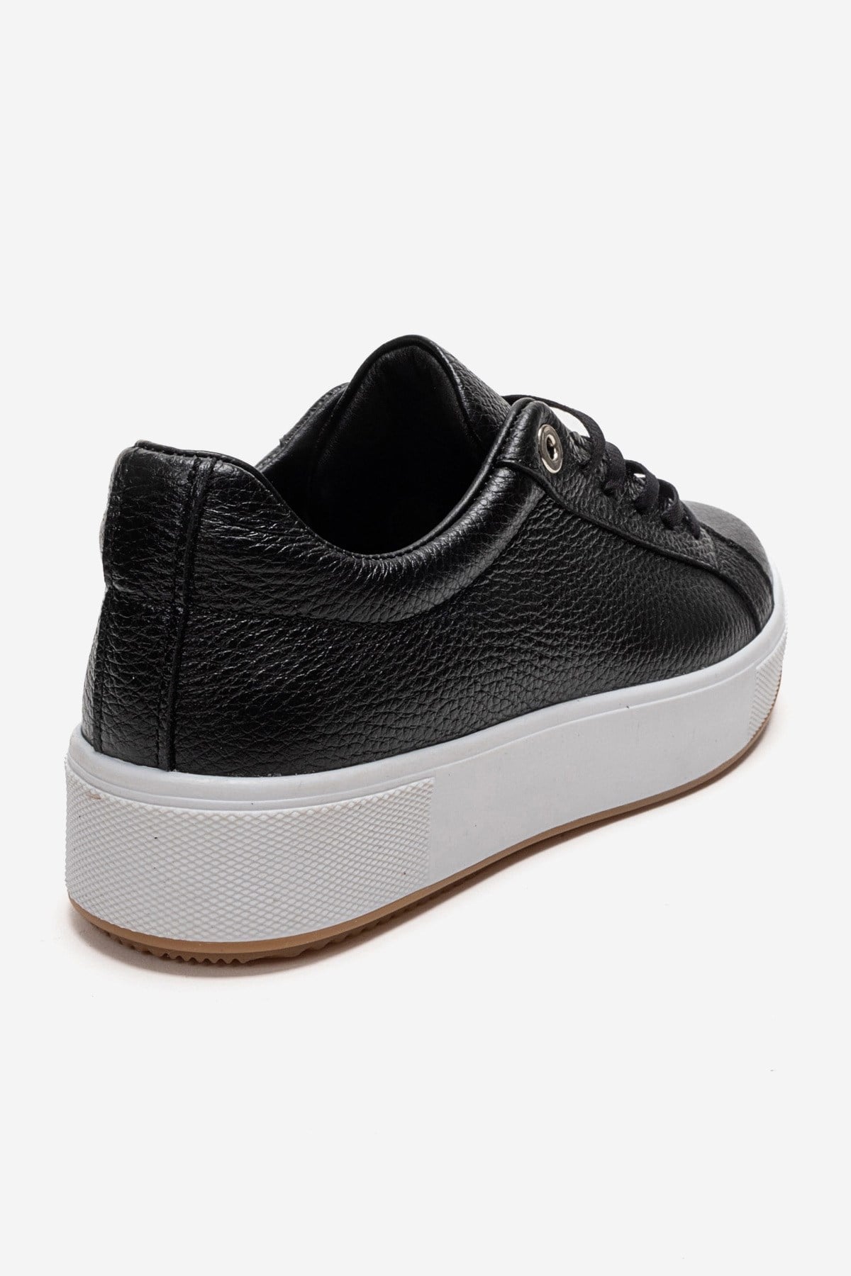 PALLEN - Black Genuine Leather Casual Sneaker – back view showing leather, black, Vowalisse