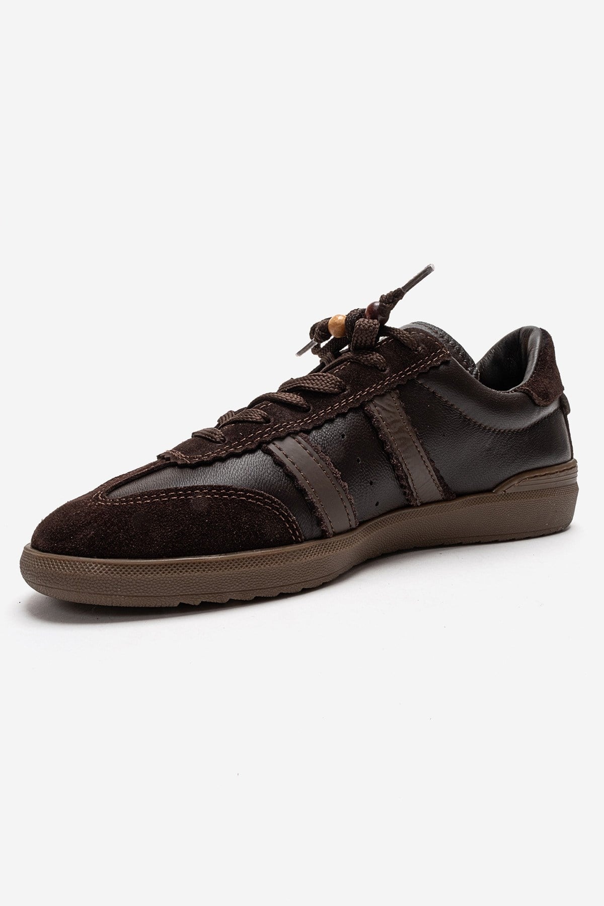 ARDIX - Brown Genuine Leather Sneaker – top view showing lace, leather, suede, Vowalisse