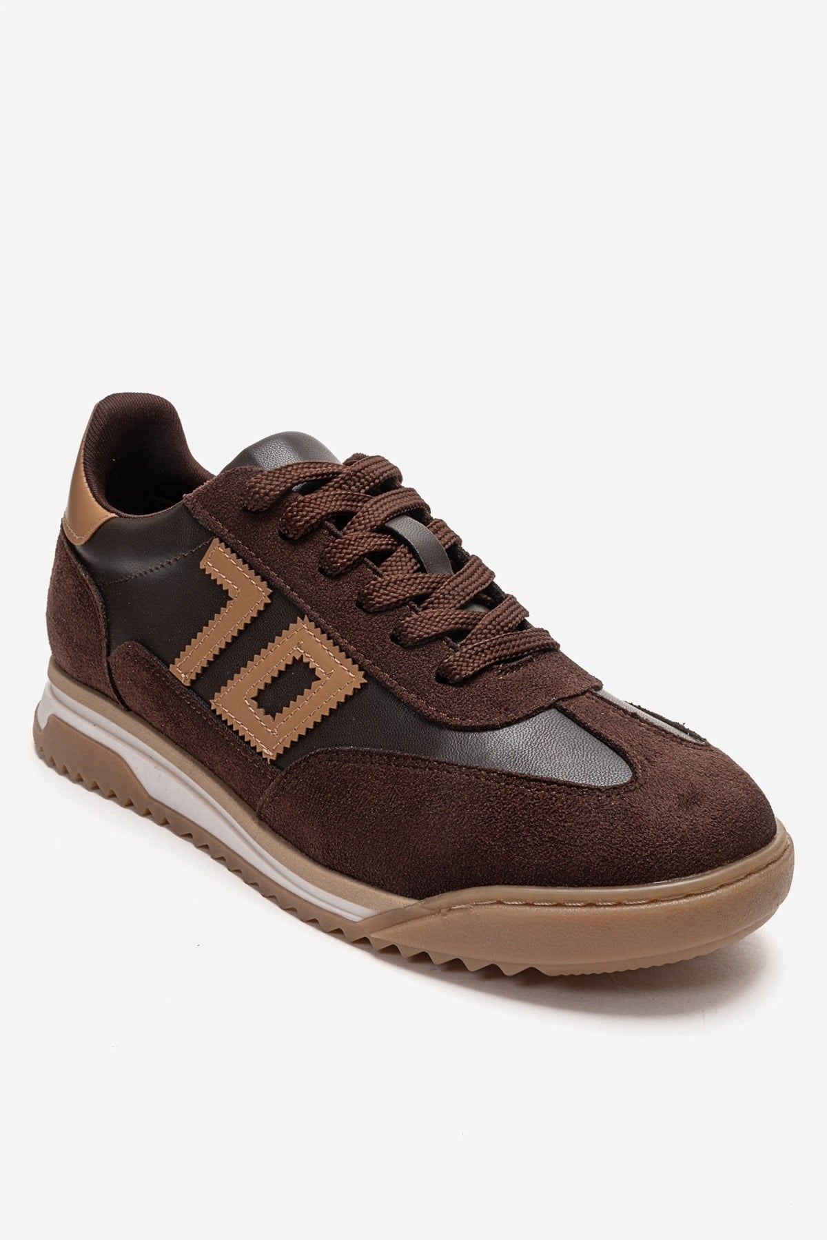 ARVON - Brown Sneaker – detail view showing leather, red, Vowalisse