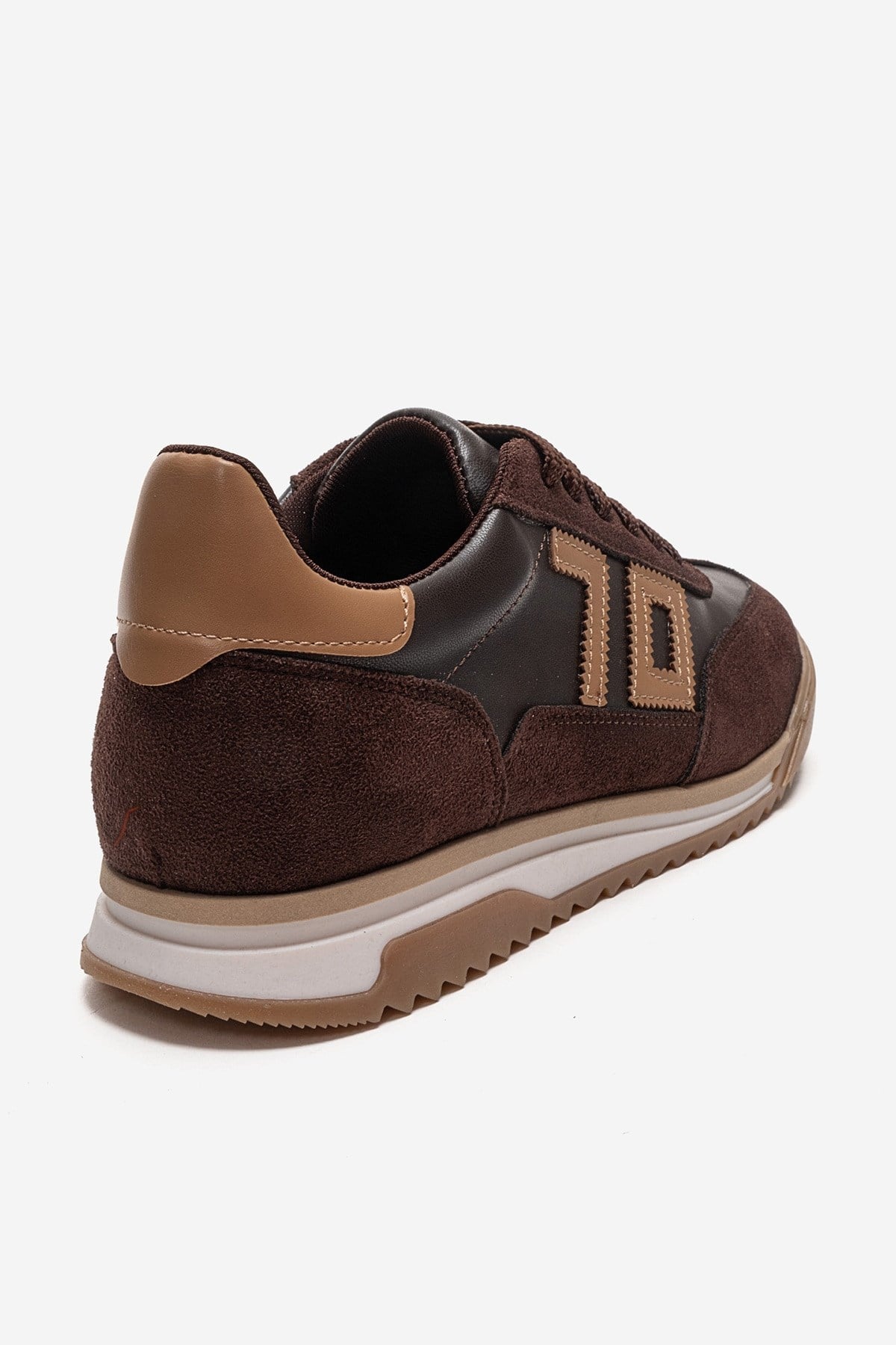 ARVON - Brown Sneaker – back view showing leather, red, Vowalisse