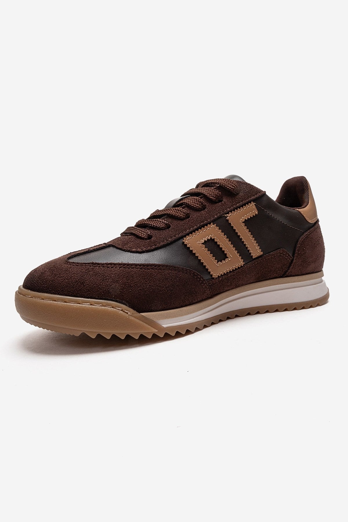 ARVON - Brown Sneaker – top view showing leather, red, Vowalisse