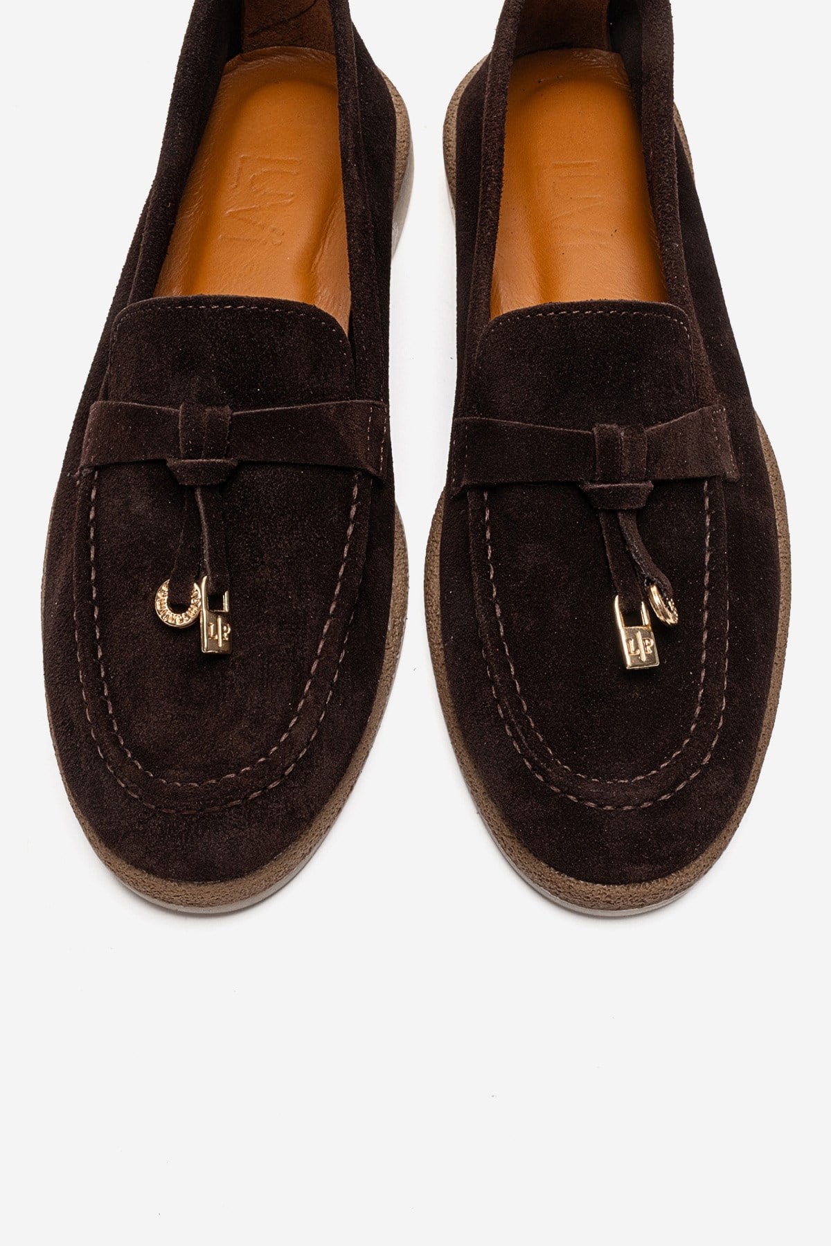 ILVENA - Brown Genuine Leather Loafer – side view showing leather, suede, Vowalisse