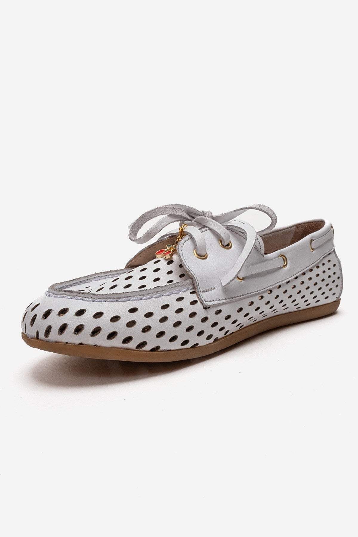 STEVO - White Genuine Leather Lace-Up Loafer – top view showing lace, leather, white, Vowalisse