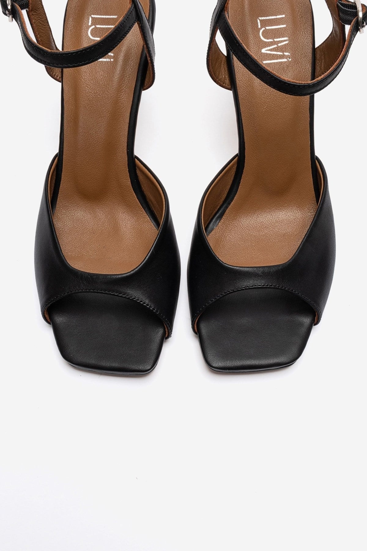 ELVIA - Black Genuine Leather Stiletto Pump – side view showing leather, black, Vowalisse