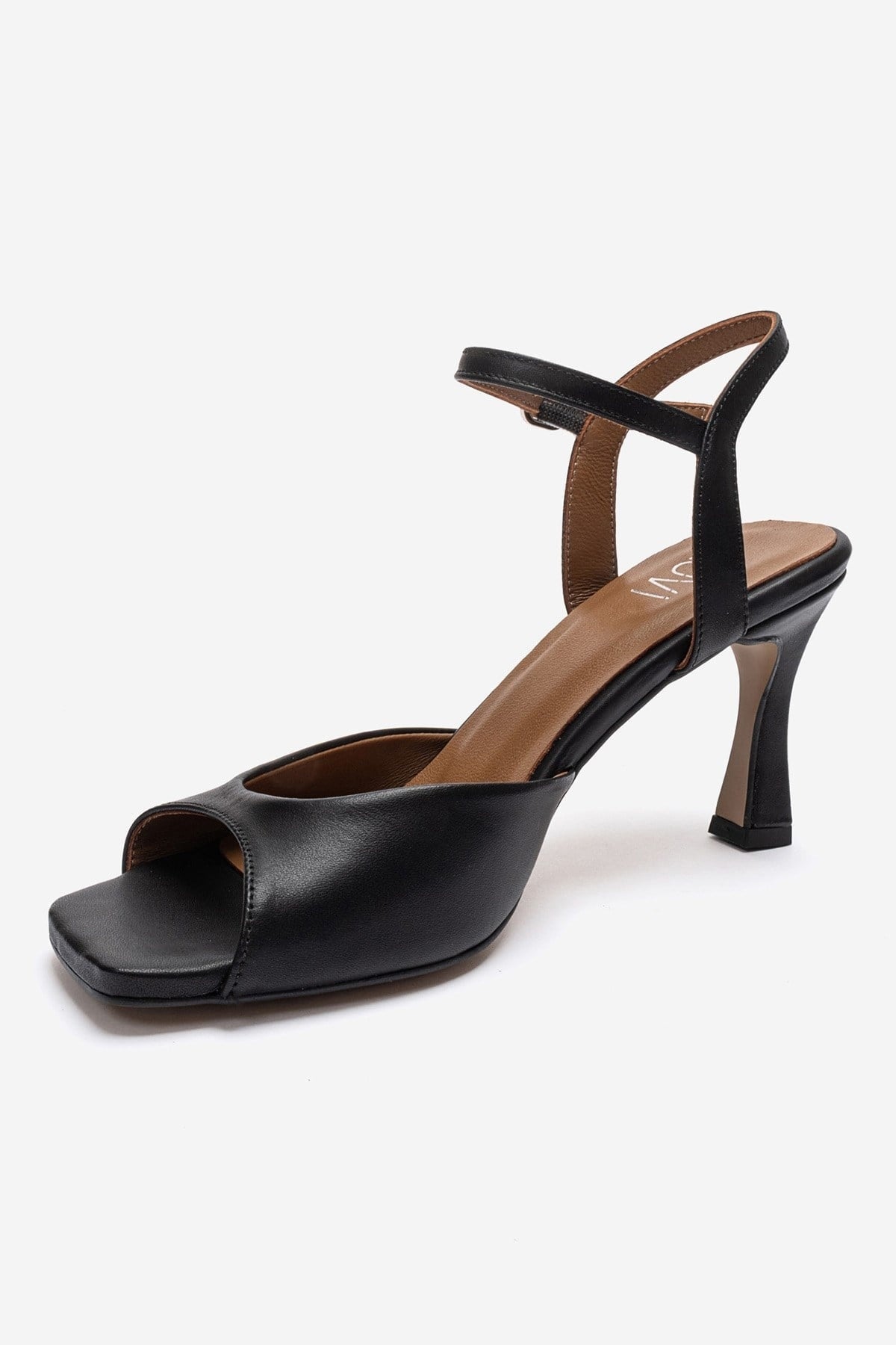 ELVIA - Black Genuine Leather Stiletto Pump – top view showing leather, black, Vowalisse