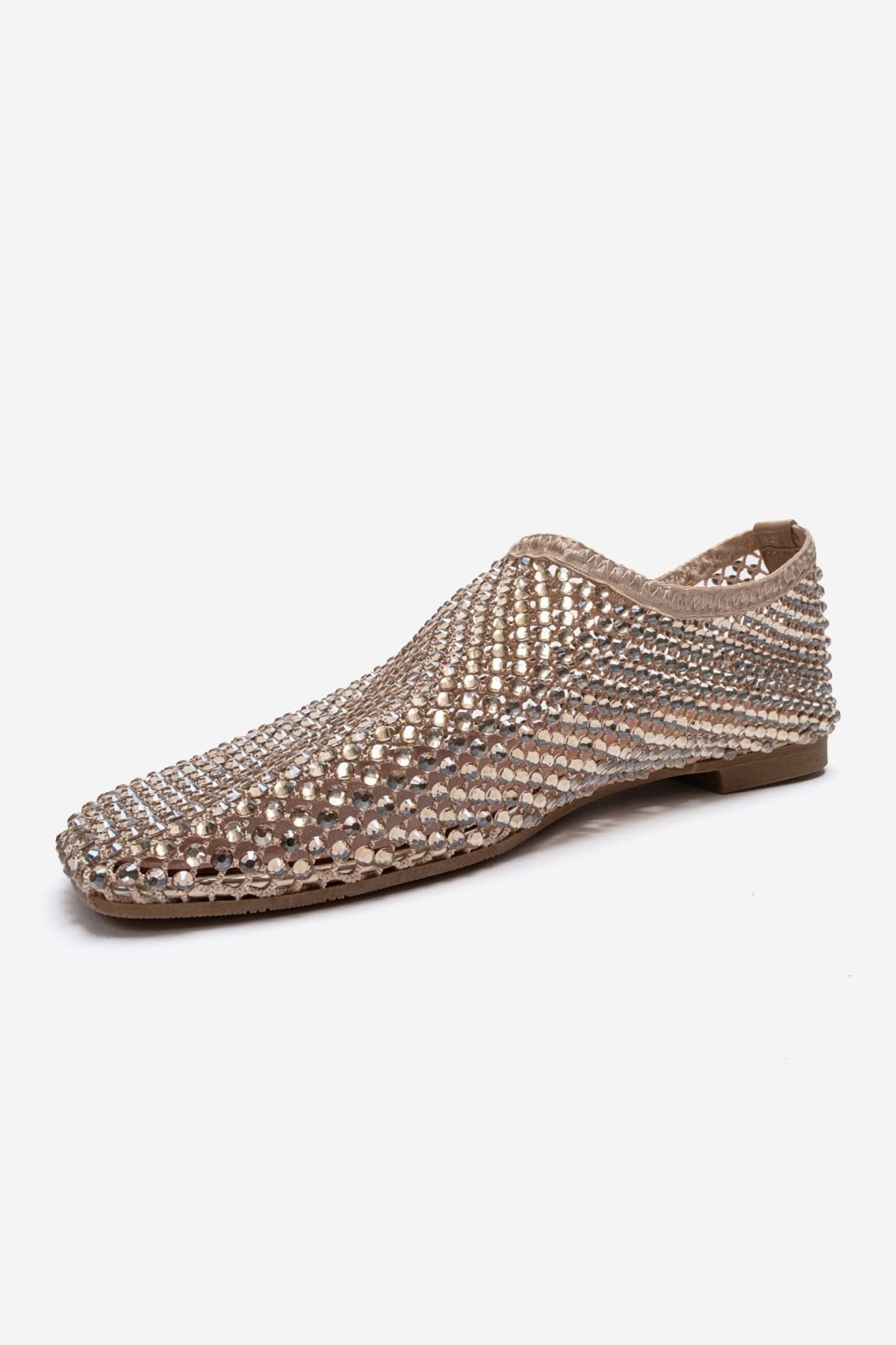 URELA - Beige Genuine Leather Ballet Flat – top view showing leather, Vowalisse