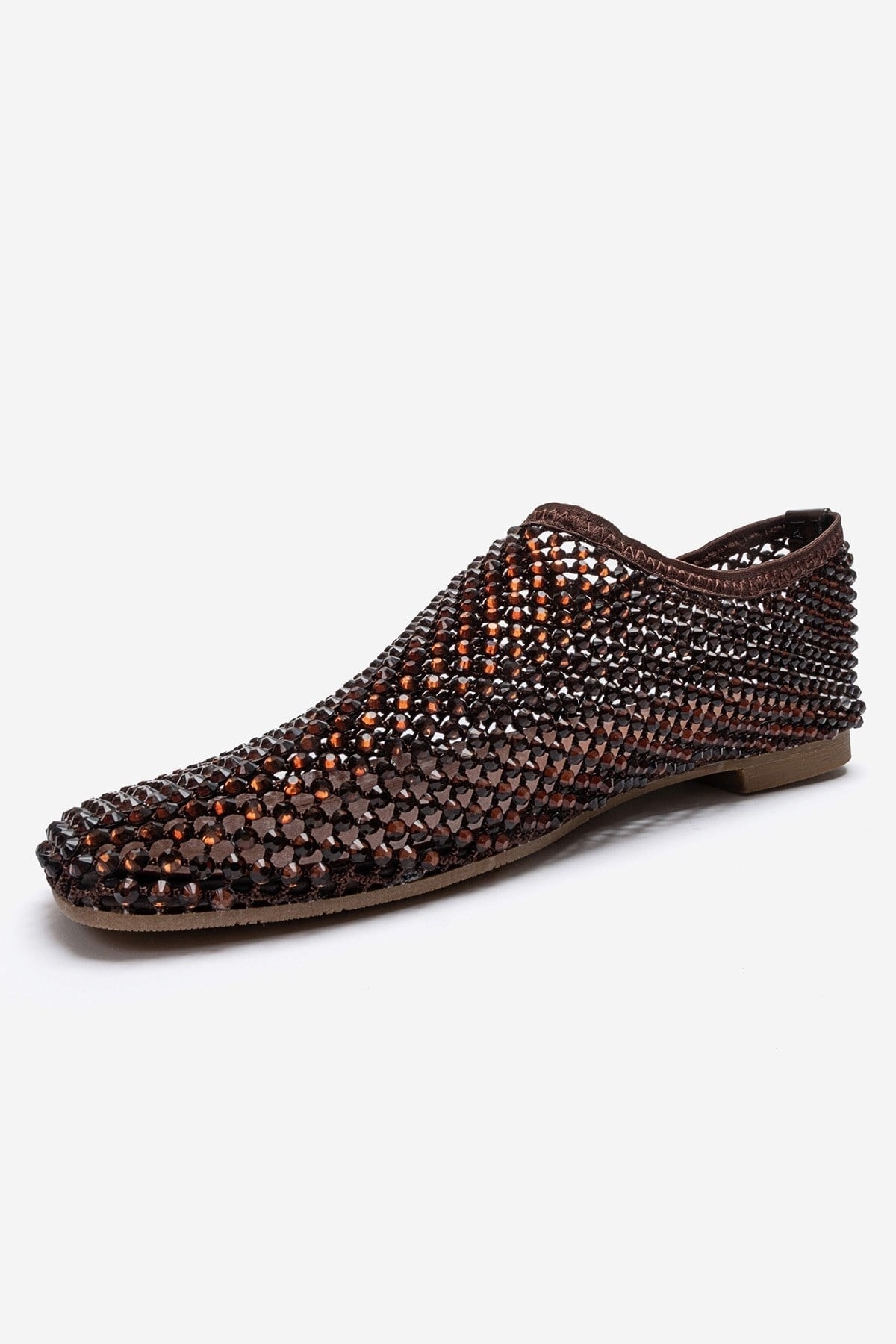 URELA - Brown Genuine Leather Ballet Flat – top view showing leather, Vowalisse