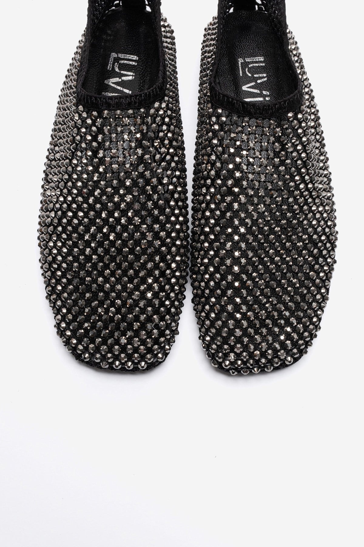 URELA - Black Genuine Leather Ballet Flat – side view showing leather, black, Vowalisse