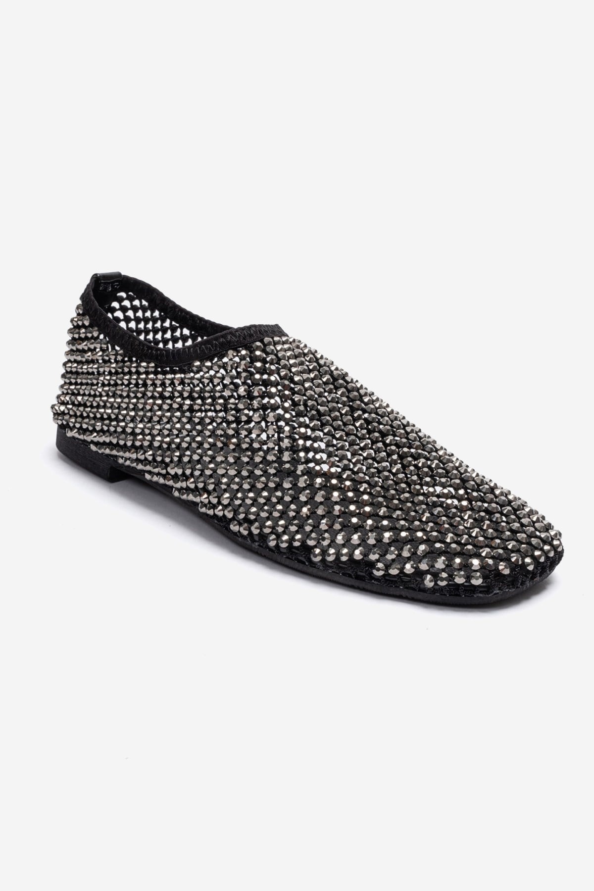 URELA - Black Genuine Leather Ballet Flat – detail view showing leather, black, Vowalisse