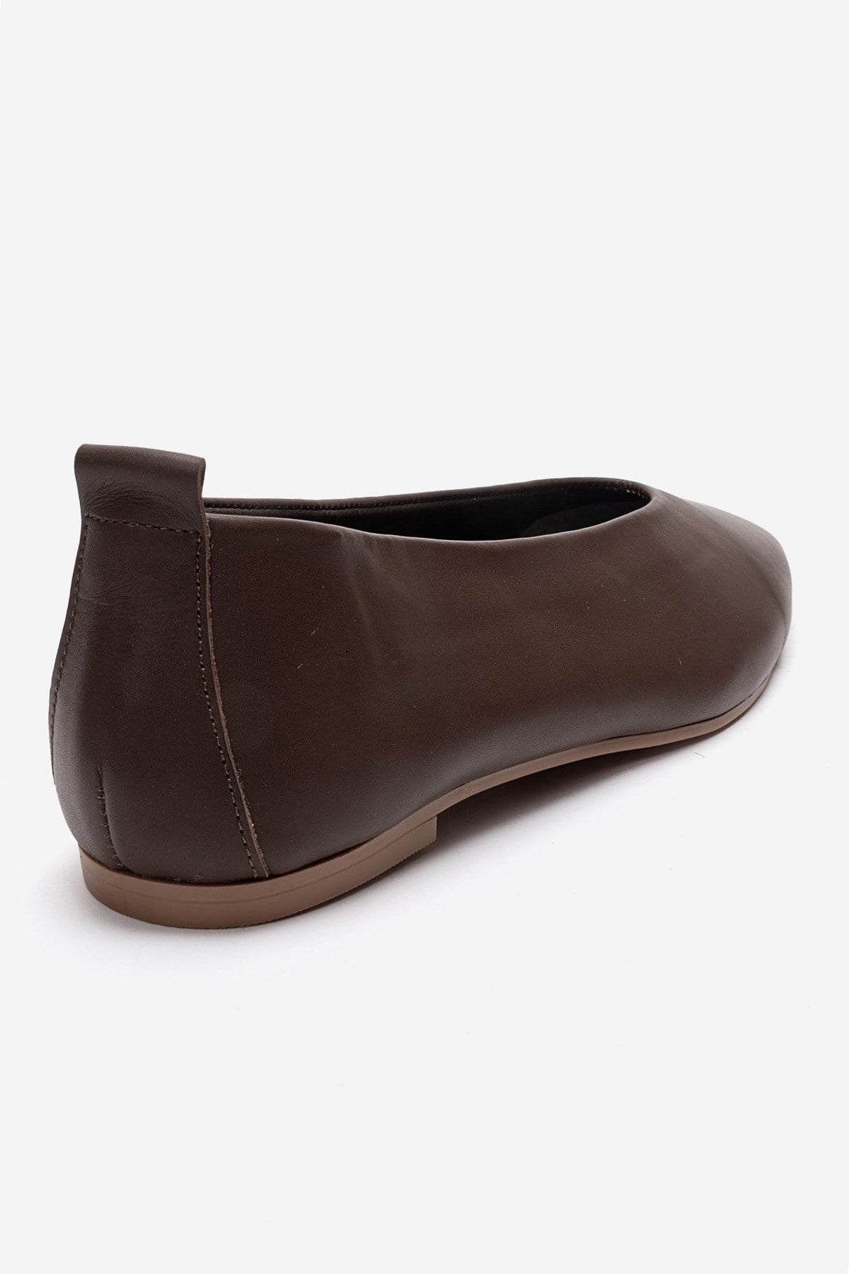 JENAS - Brown Genuine Leather Ballet Flat – back view showing leather, Vowalisse